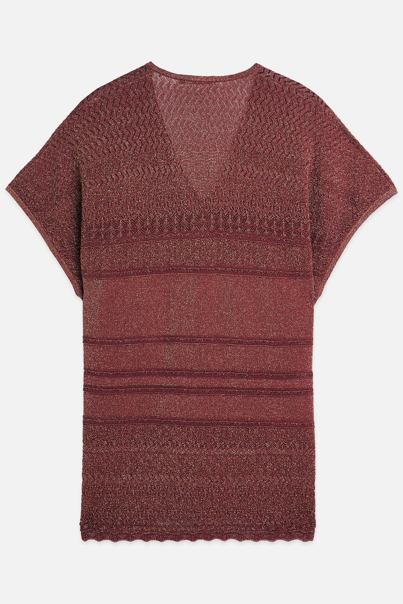 METALLIC POINTELLE KNITTED TUNIC BURNT HENNA 5