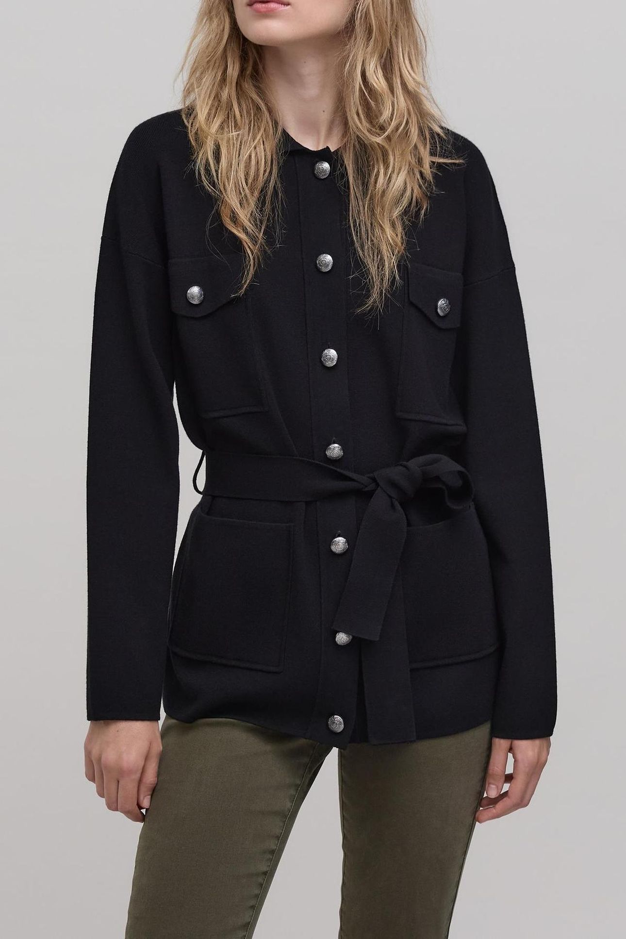 4-POCKET BLACK KNIT SAHARIENNE 1