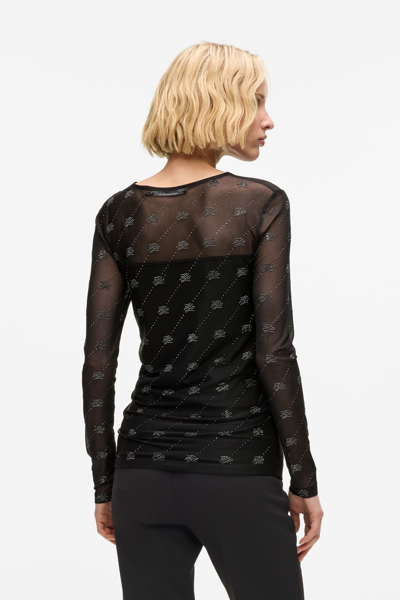 MESH RHINESTONE LSLV TOP BLACK 2