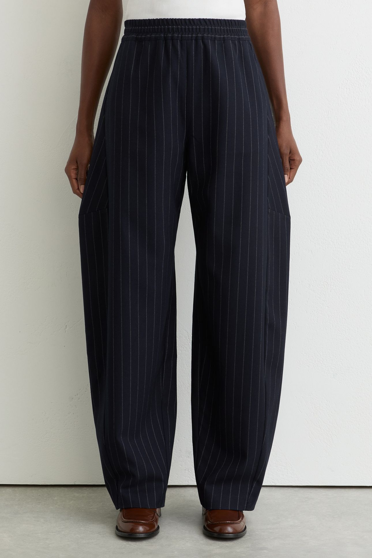 BARREL LEG PINSTRIPE TROUSER NAVY 2