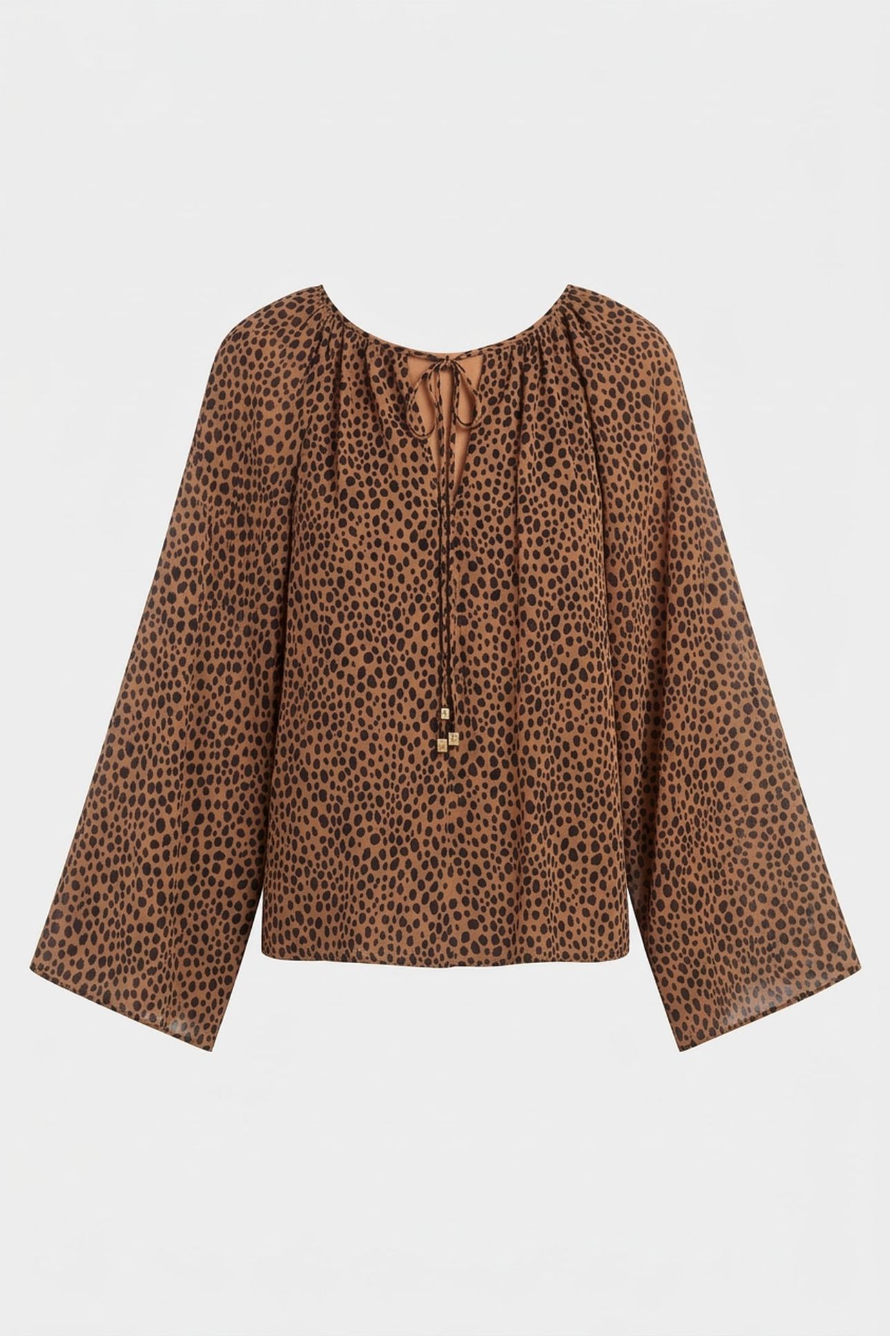 CHEETAH V NECK TOP CAFE 3