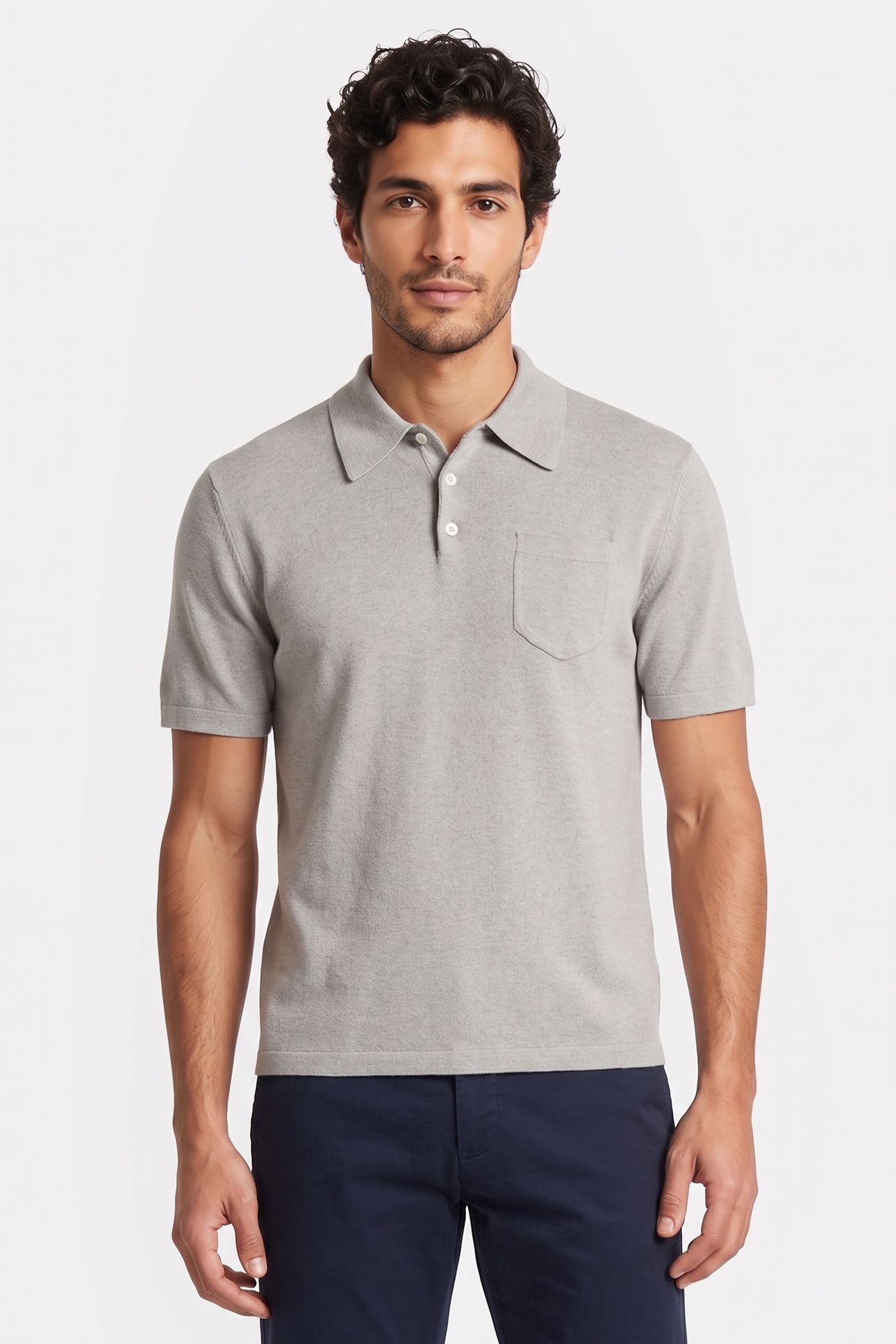UNISEX POLO HEATHERED GREY 2