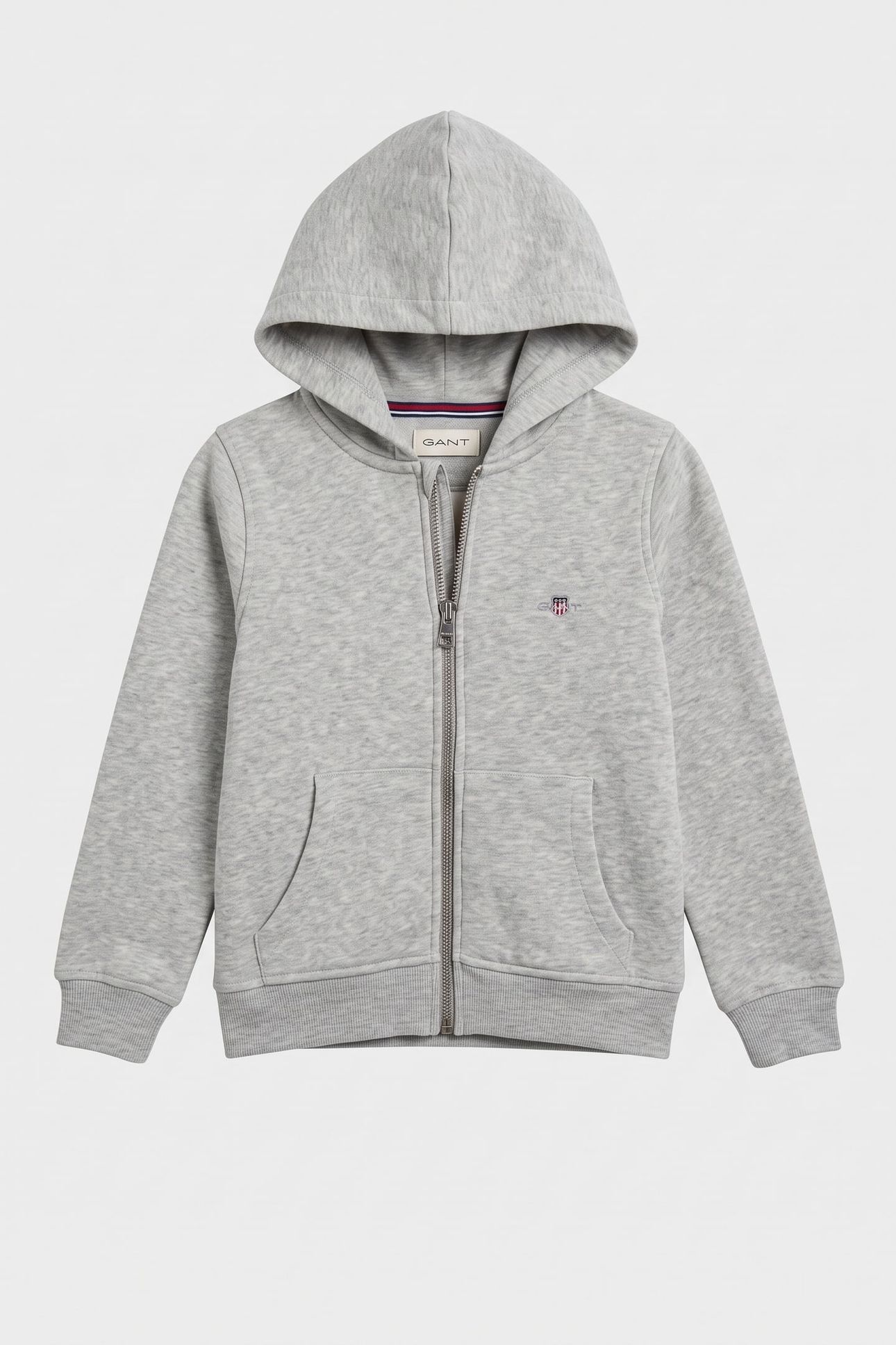 KIDS UNISEX SHIELD ZIP HOODIE LIGHT GREY MELANGE 2