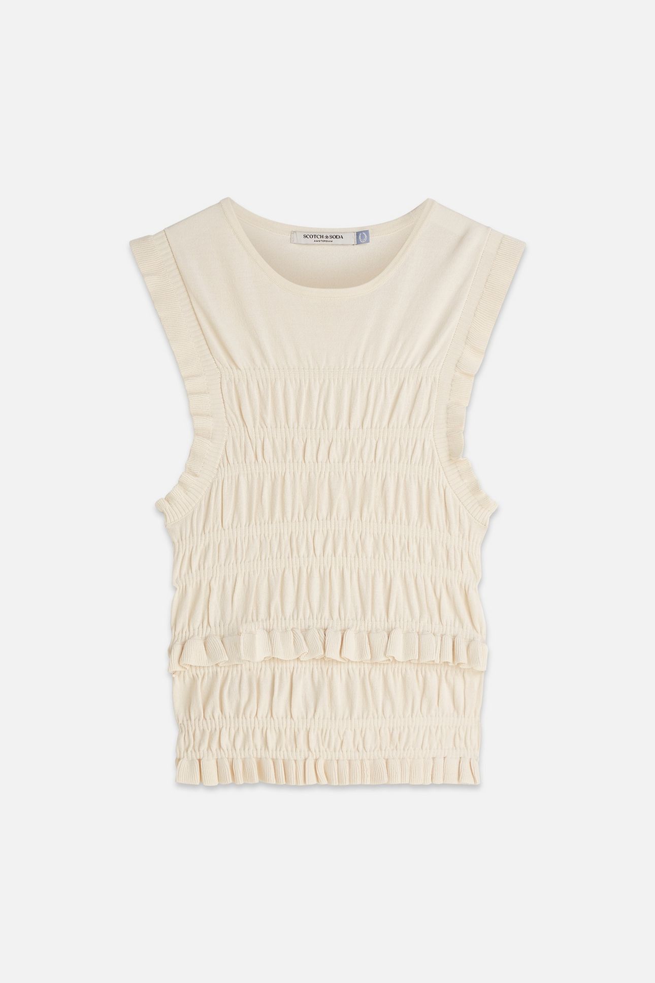 SMOCK STITCH KNITTED TANK EGGNOG 1