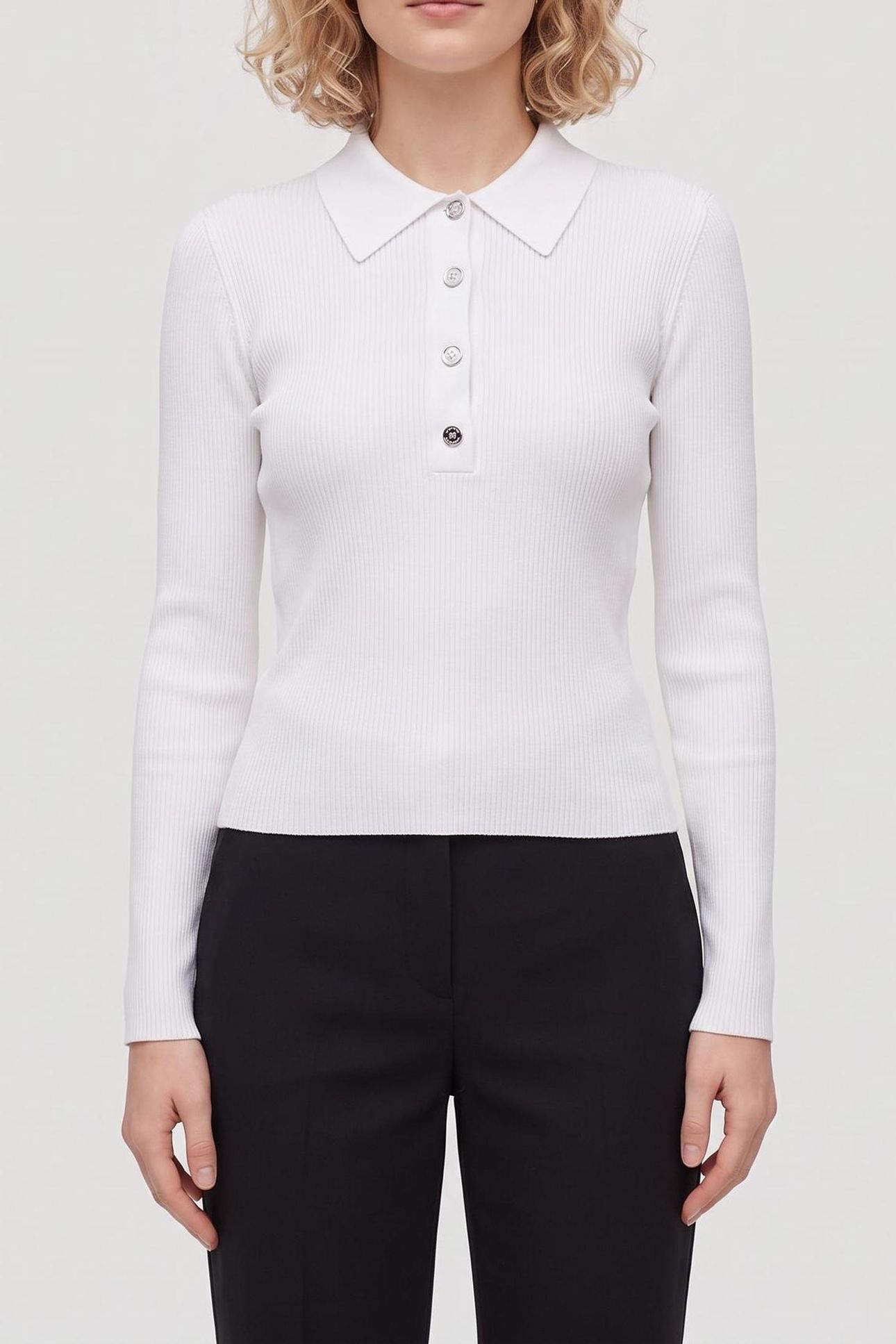 POLO NECK CLEAN LS TOP WHITE 1