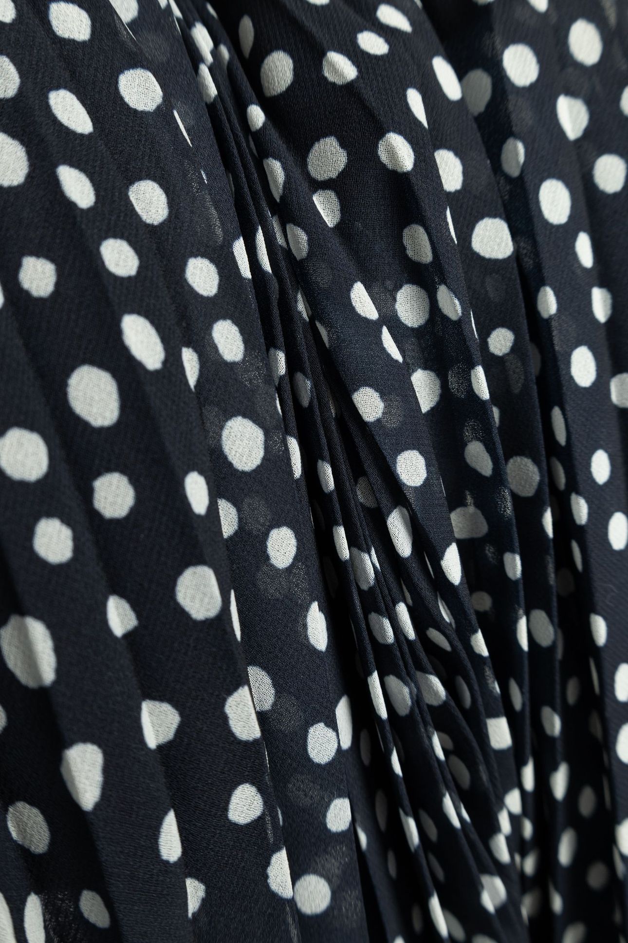 NAVY POLKA DOT PRINT PLEATED LONG SKIRT 6