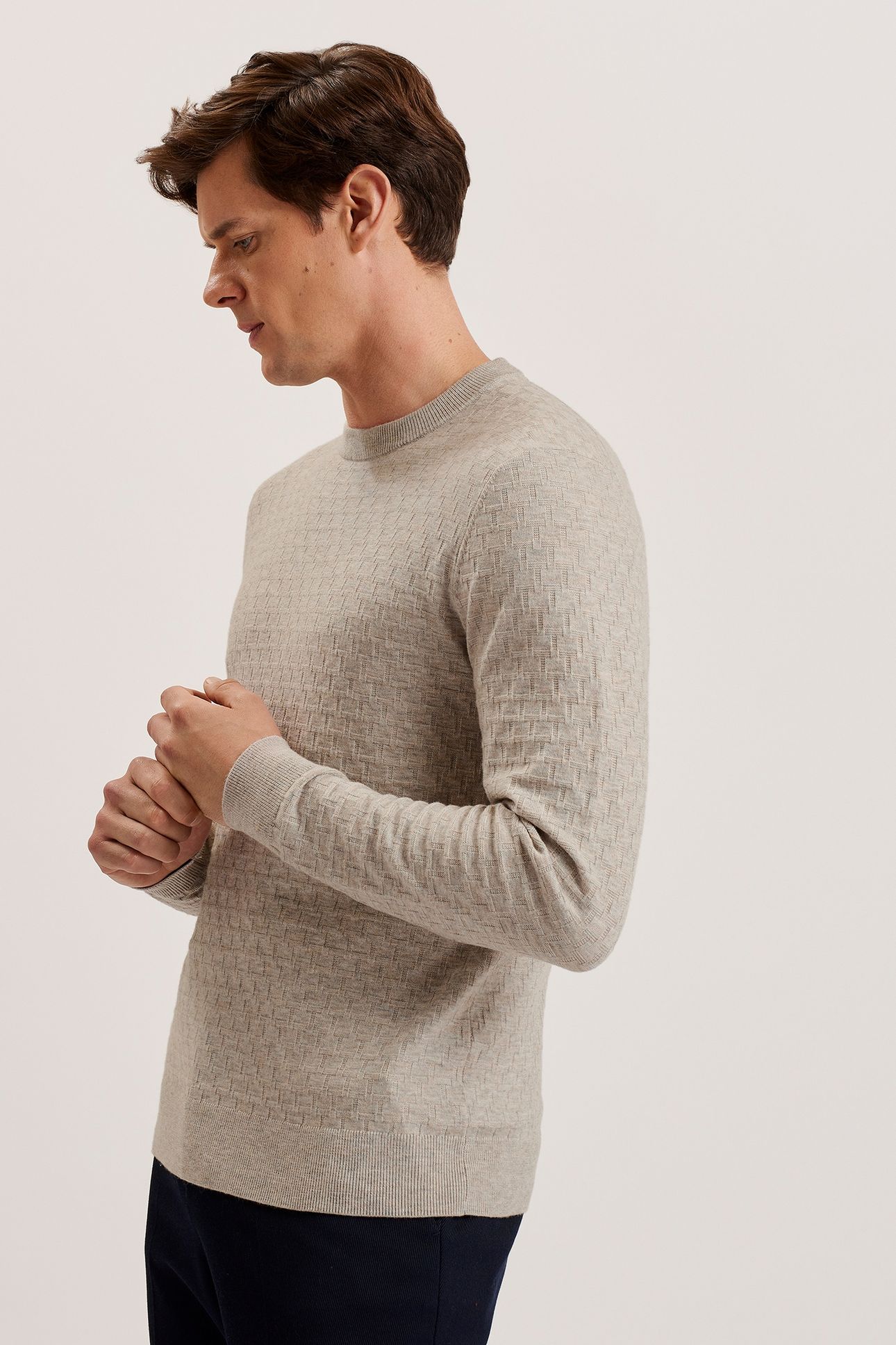 LOUNG LS T STITCH CREW NECK TAUPE 3