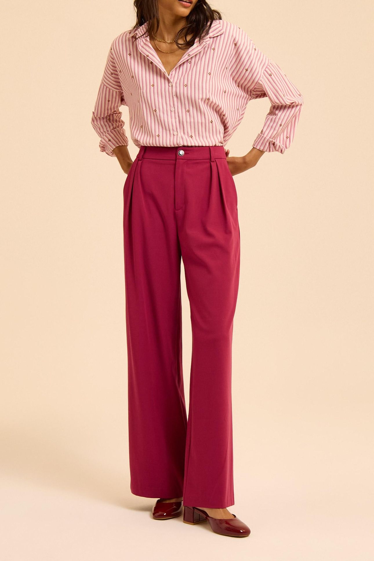 PINK WIDE-LEG SUIT TROUSERS 1