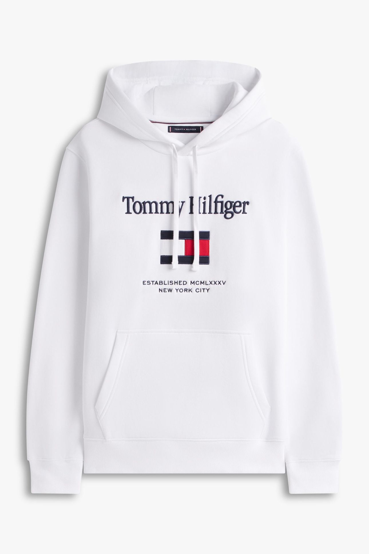 TOMMY EMBRO FLAG HOODIE WHITE 10