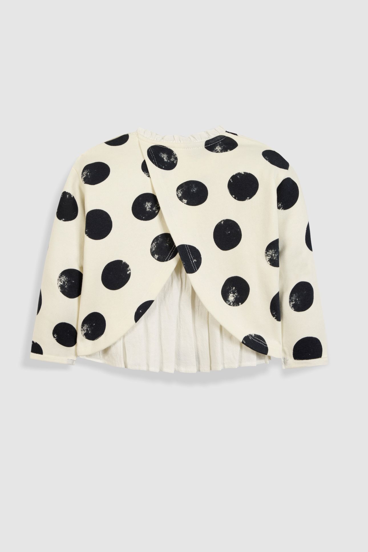 GIRLS’ ECRU ORGANIC COTTON SWEATSHIRT, XL DOTS, SLOGAN 2