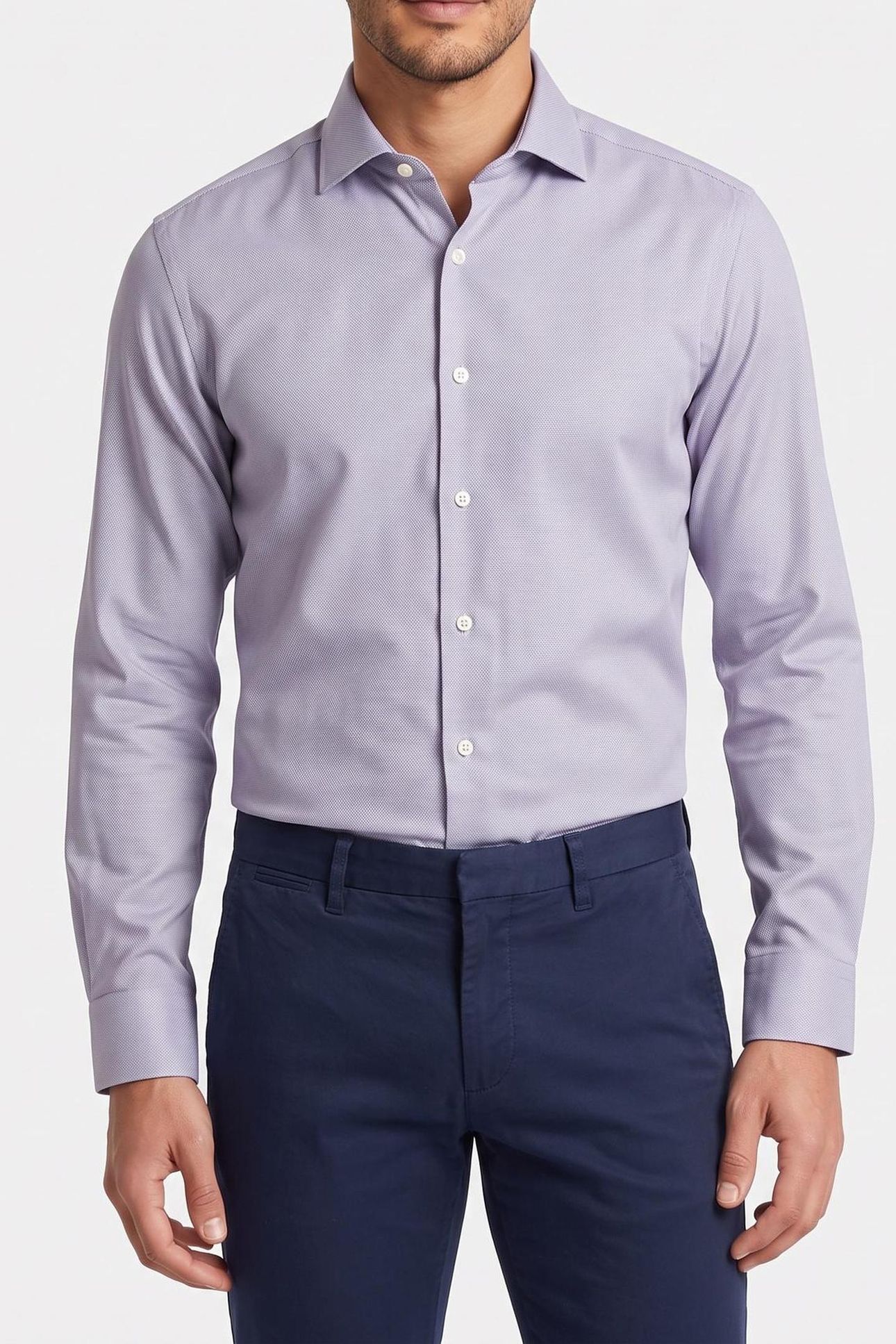 SLIM MID TWILL SHIRT NAVY 1