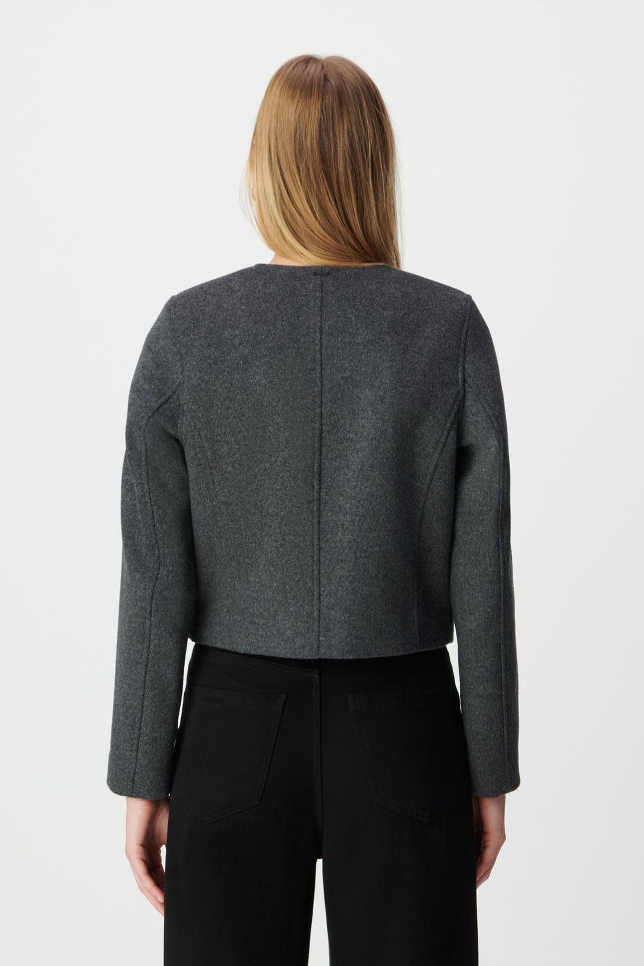 GREY WOOLCLOTH BOX JACKET WITH DIAMANTÉ BUTTONS 3