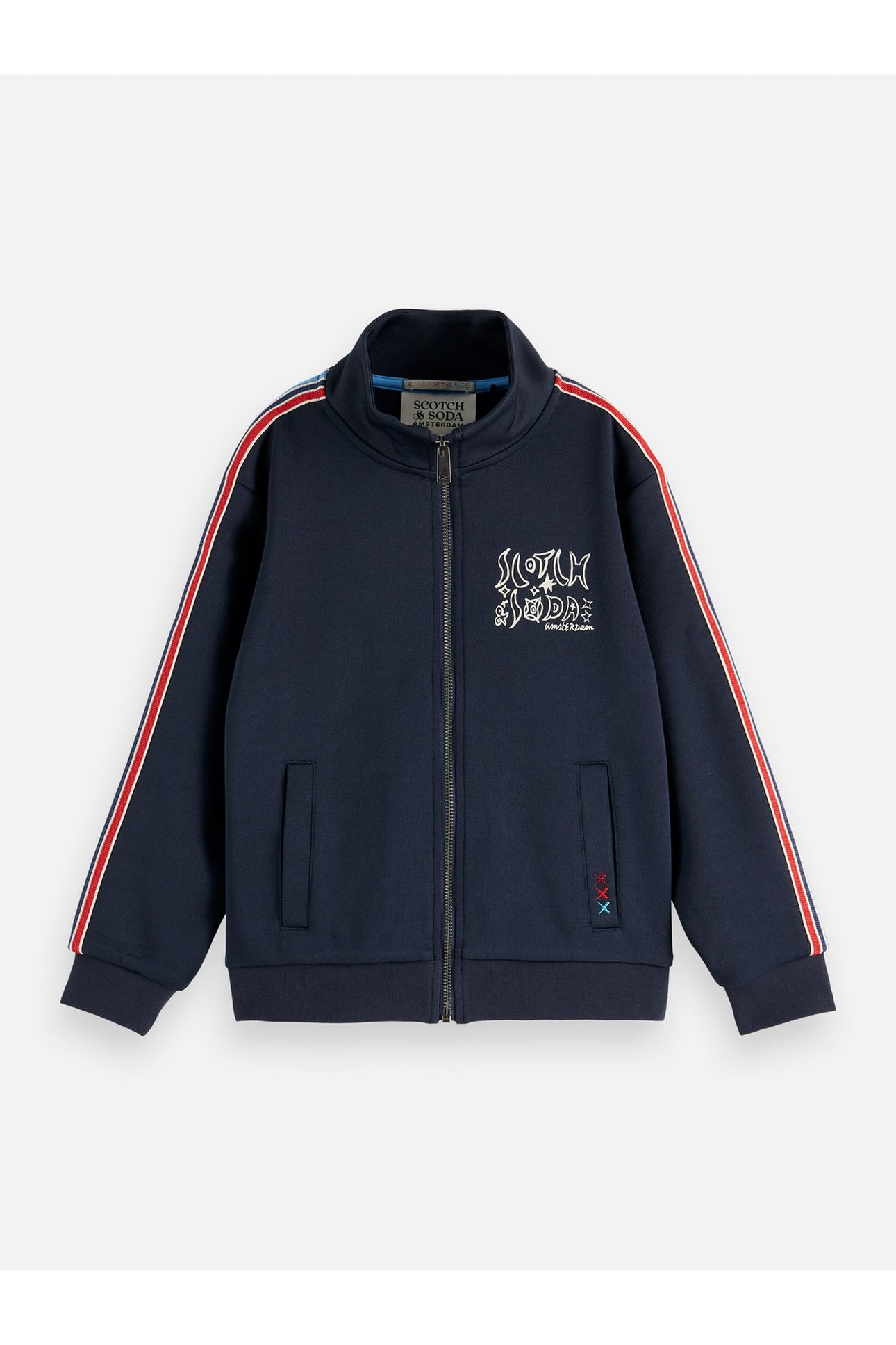 BOYS INTERLOCK REGULARFIT ZIPTHROUGH TRACK TOP NAVY 1