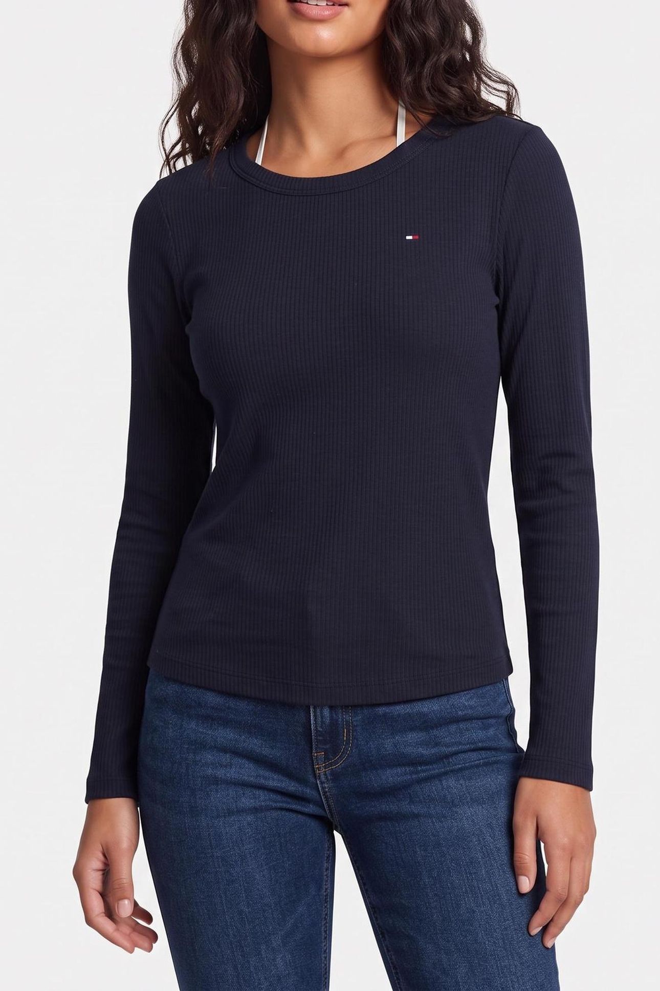 SLIM 5X2 RIB O-NECK LS DESERT SKY 1