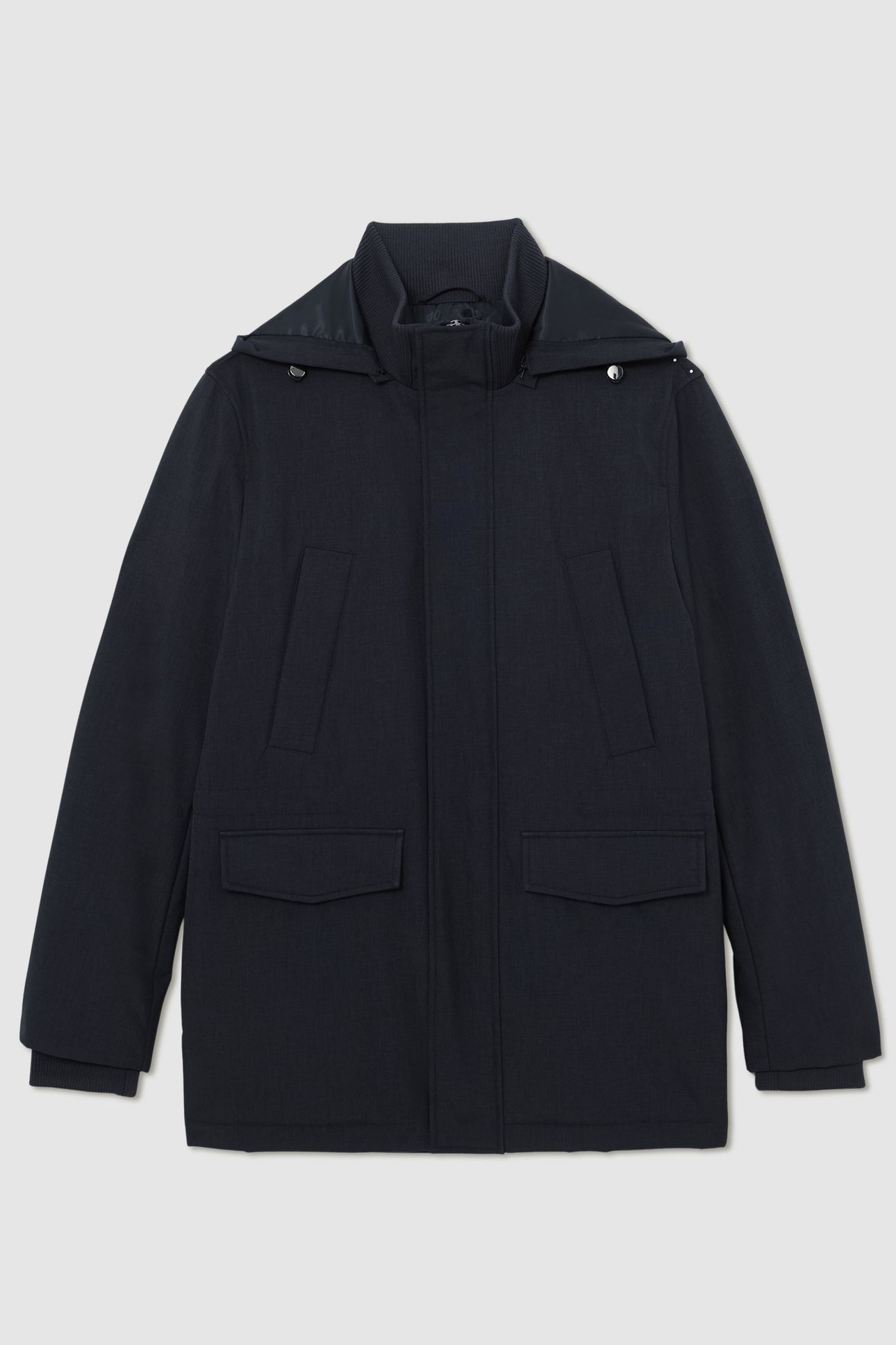 HOODED ZIP THROUGH PADDED COAT NAVY 4