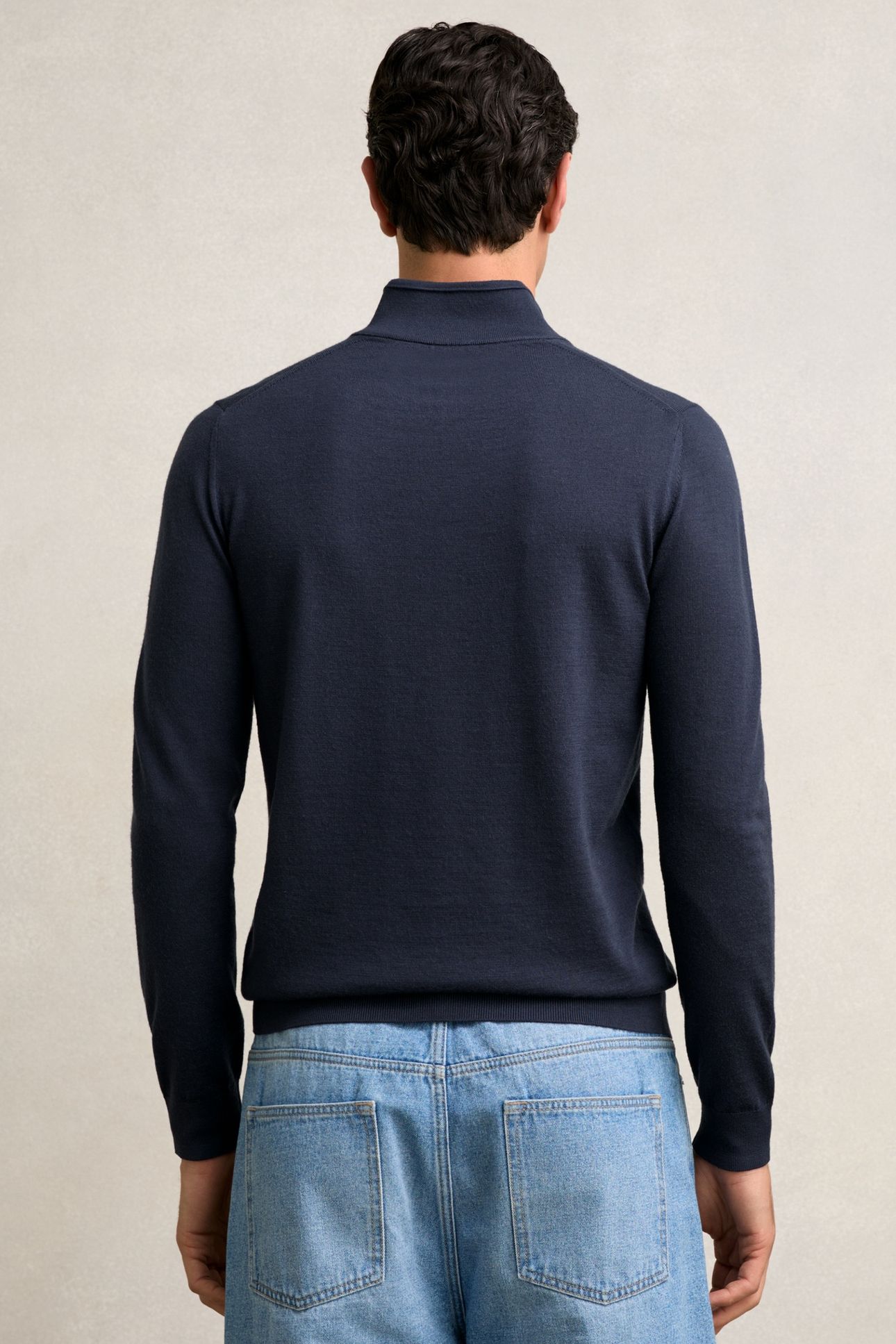 LS HALF ZIP FUNNEL MERINO WOOL JUMPER MIDNIGHT NAVY 2