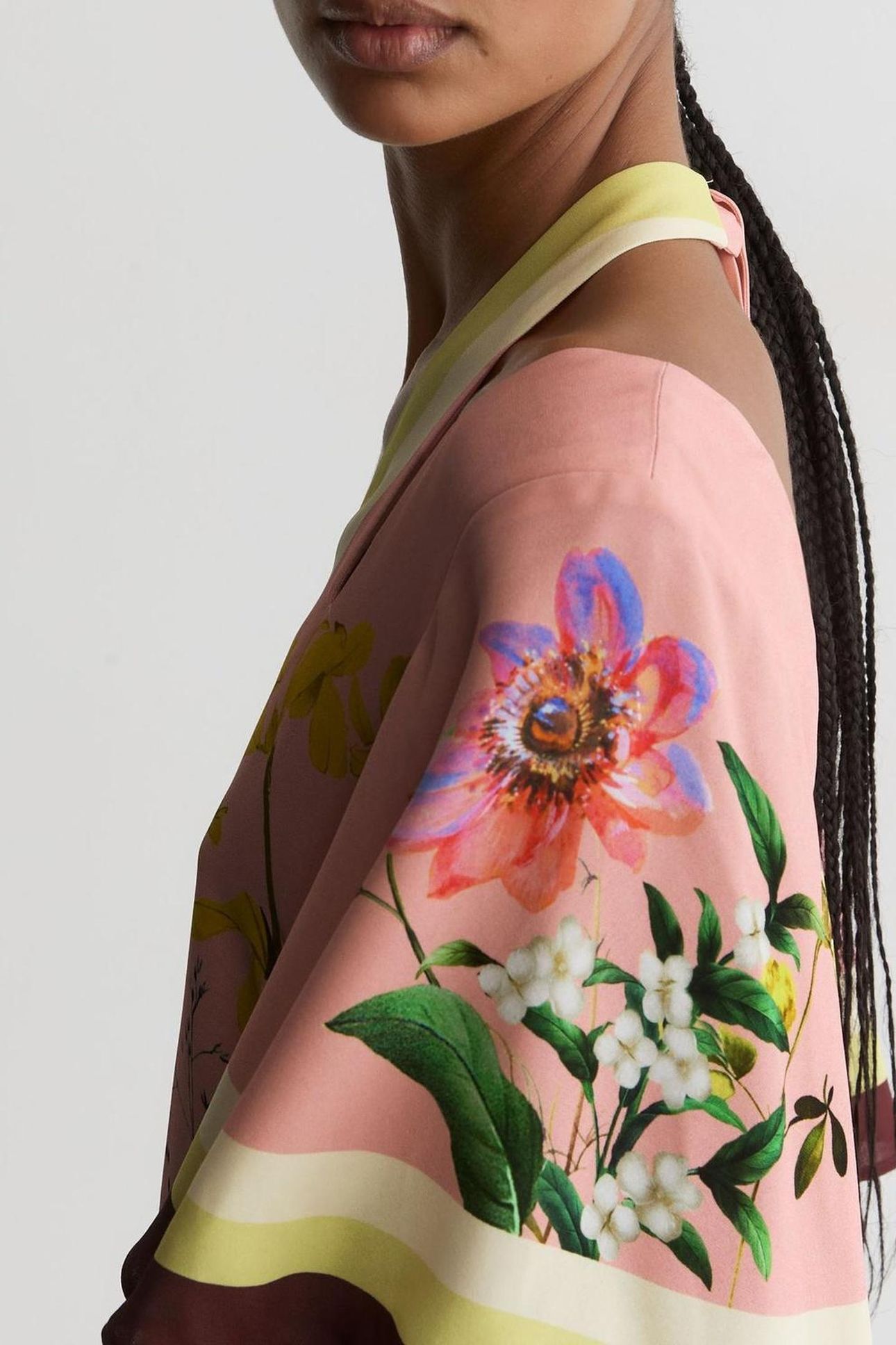 SHORT SLEEVE PLACEMENT PRINTED MIDI DRESS PINK 6