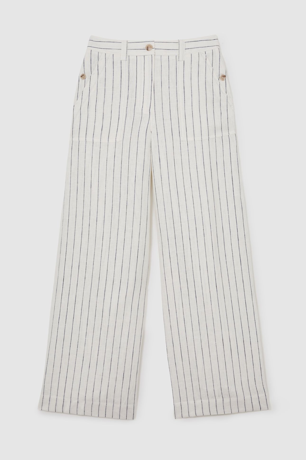 WIDE LEG STRIPE LINEN TROUSER WHITE/NAVY 5