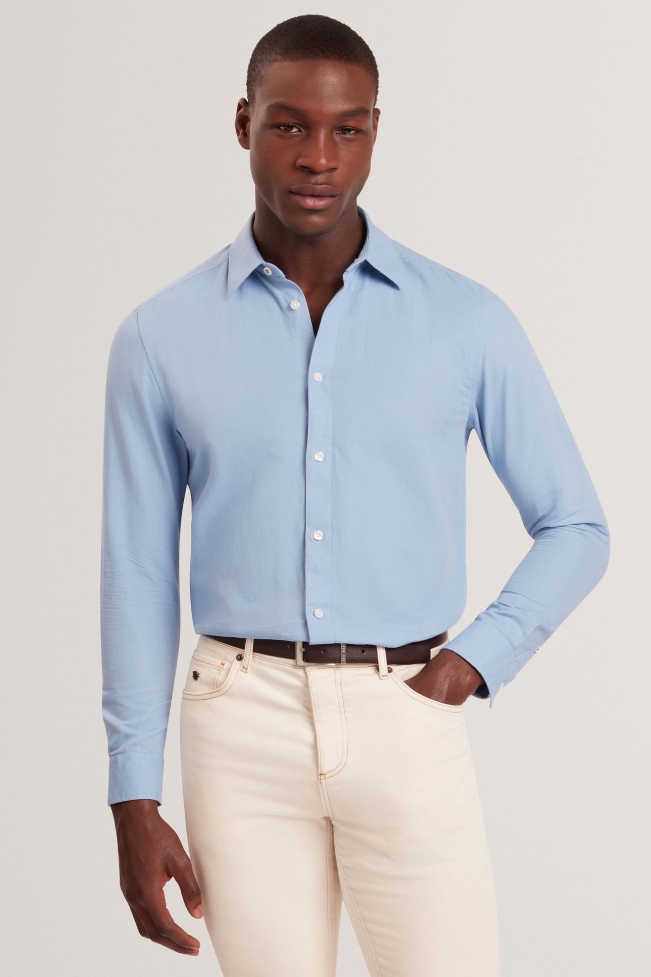 ZAFRA LS REGULAR LINEN SHIRT BLUE 1