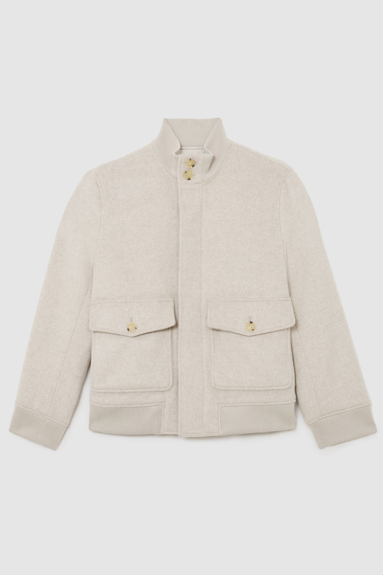 SHORT WOOL BOMBER JACKET OATMEAL 4