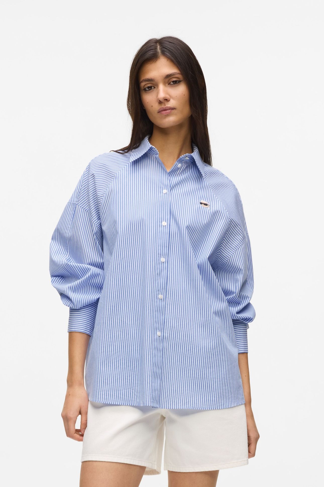 IKON STRIPE BLOUSE WHITE AND BLUE STRIPES 1