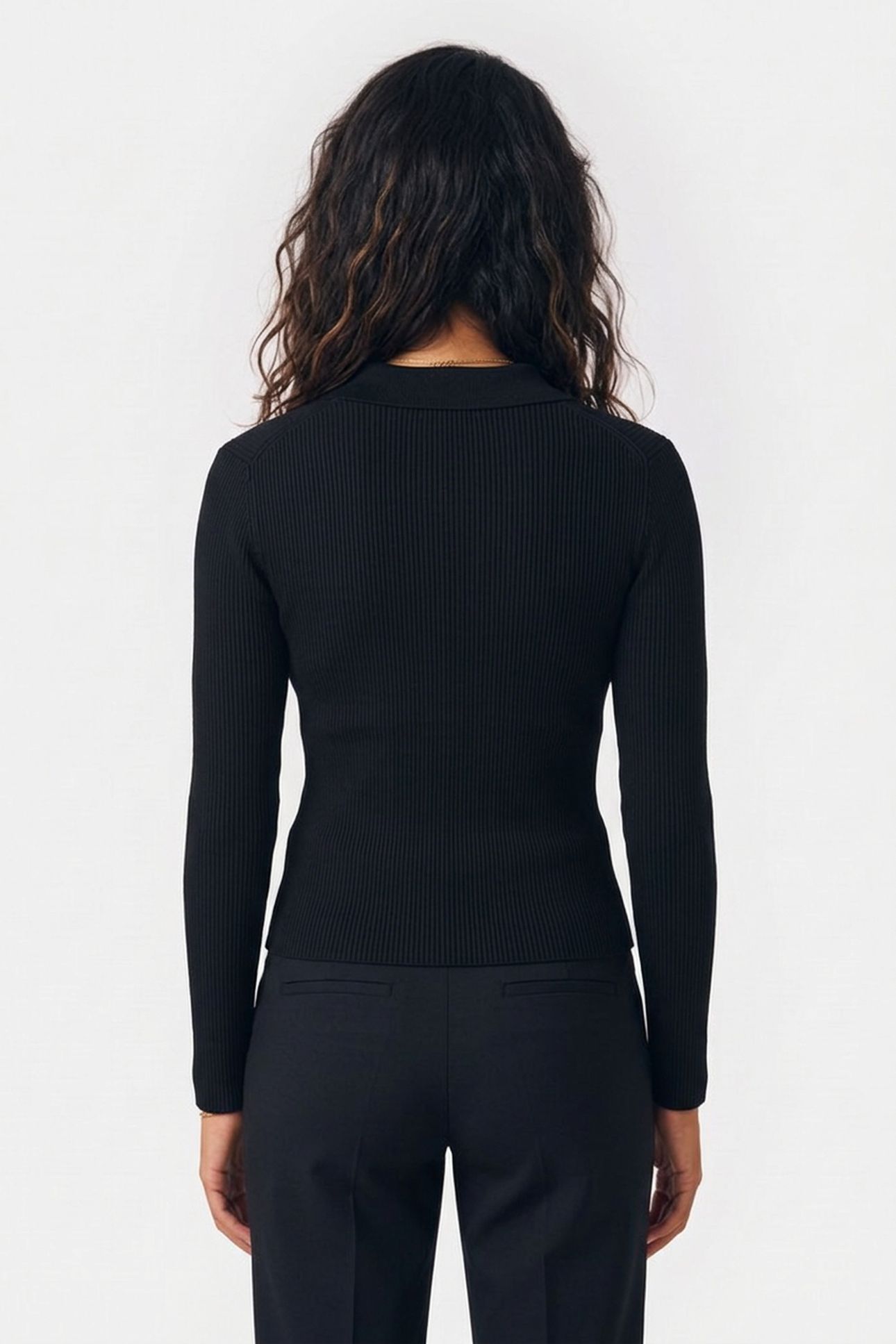 POLO NECK CLEAN LS TOP BLACK 2