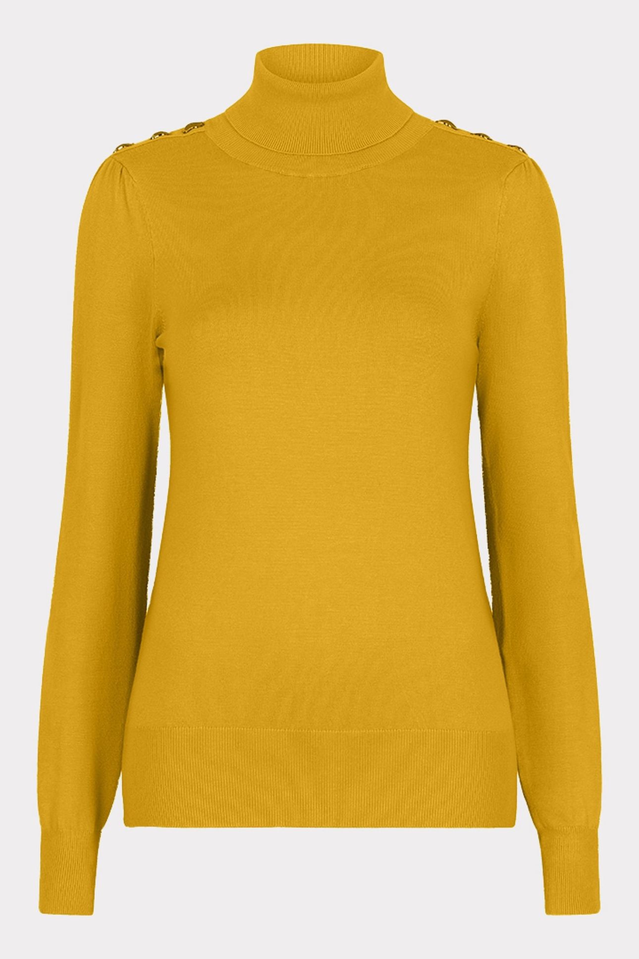 SWEATER SHLDR BUTTON COL BASIC KNIT GOLDEN OLIVE 2