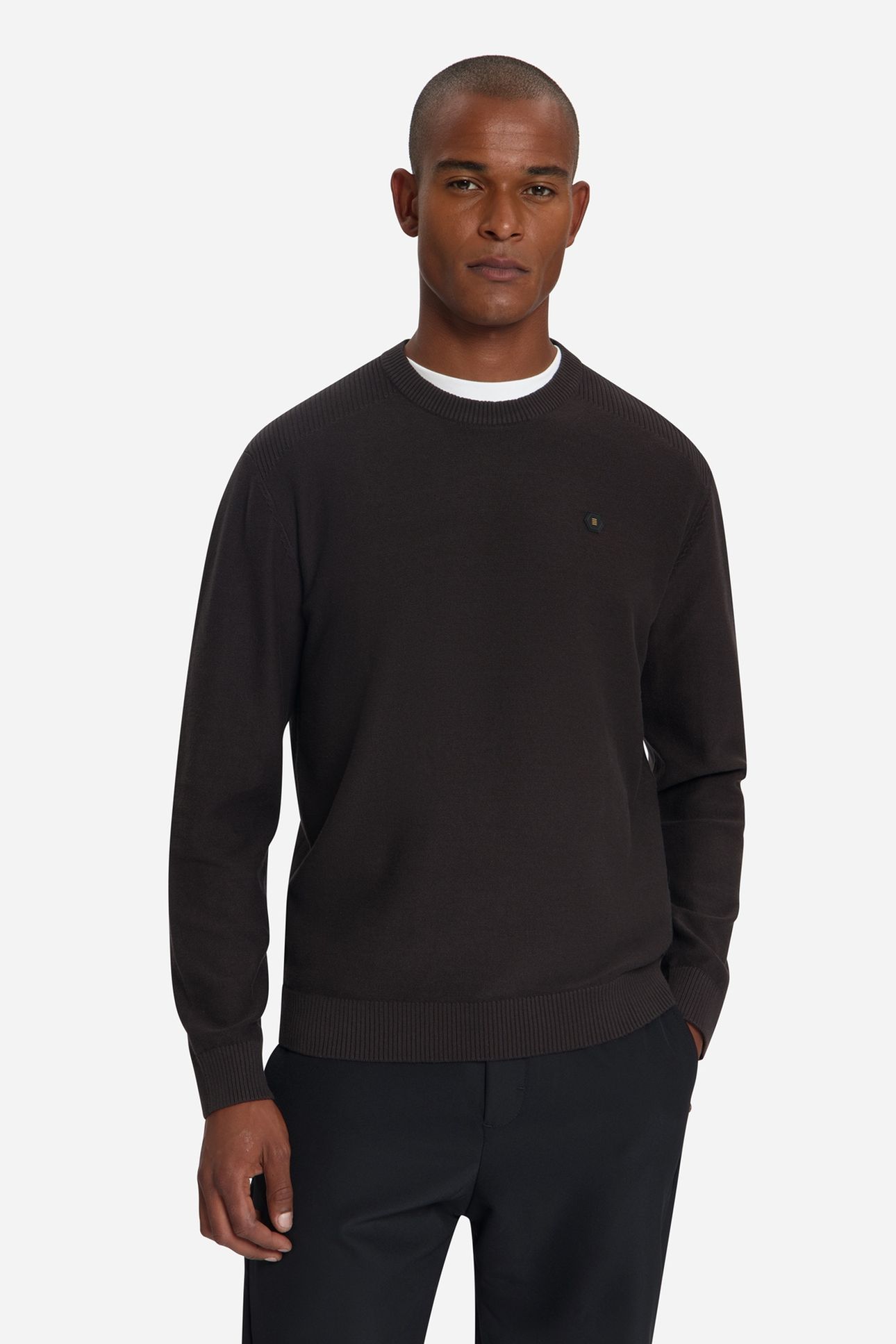 PULLOVER CREWNECK SHOULDER DETAIL DARK BROWN 6