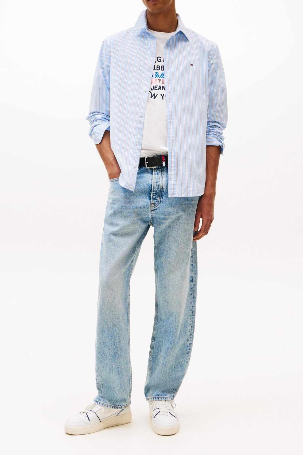 TJM ESSNT POPLIN REG SWEET BLUE STRIPES 2