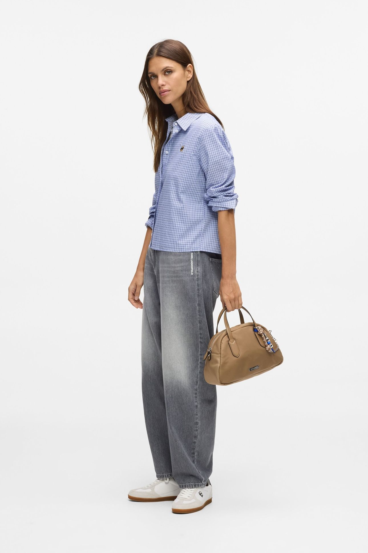 IKON CHECK BLOUSE CHECK KENTUCKY BLUE WHITE 3