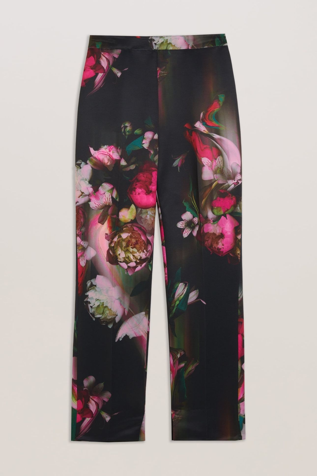 OKUNIT PRINTED SLIM LEG TAILORED TROUSERS BLACK 4
