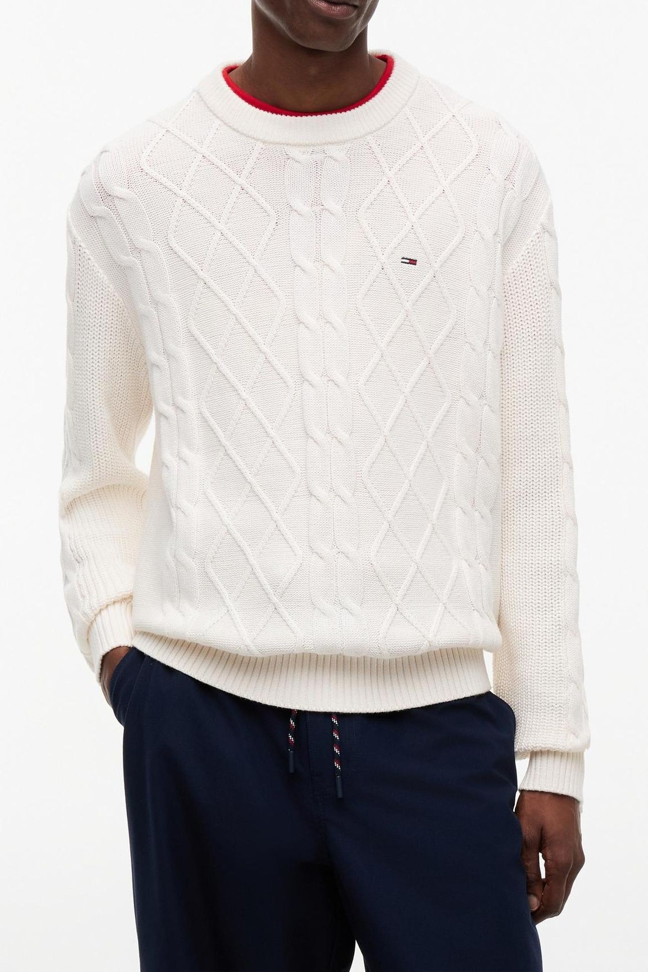 REGULAR CABLE KNIT SWEATER WHITE 1