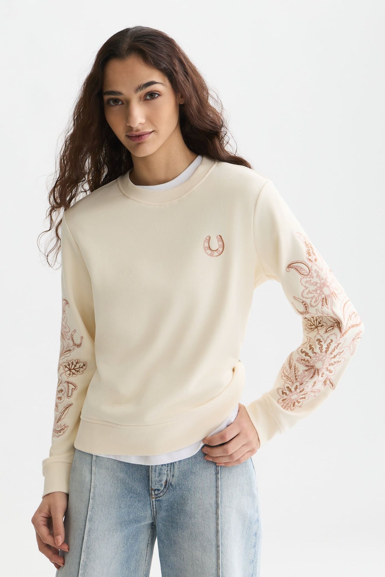 EMBROIDERED REGULAR-FIT SWEATSHIRT EGGNOG 1