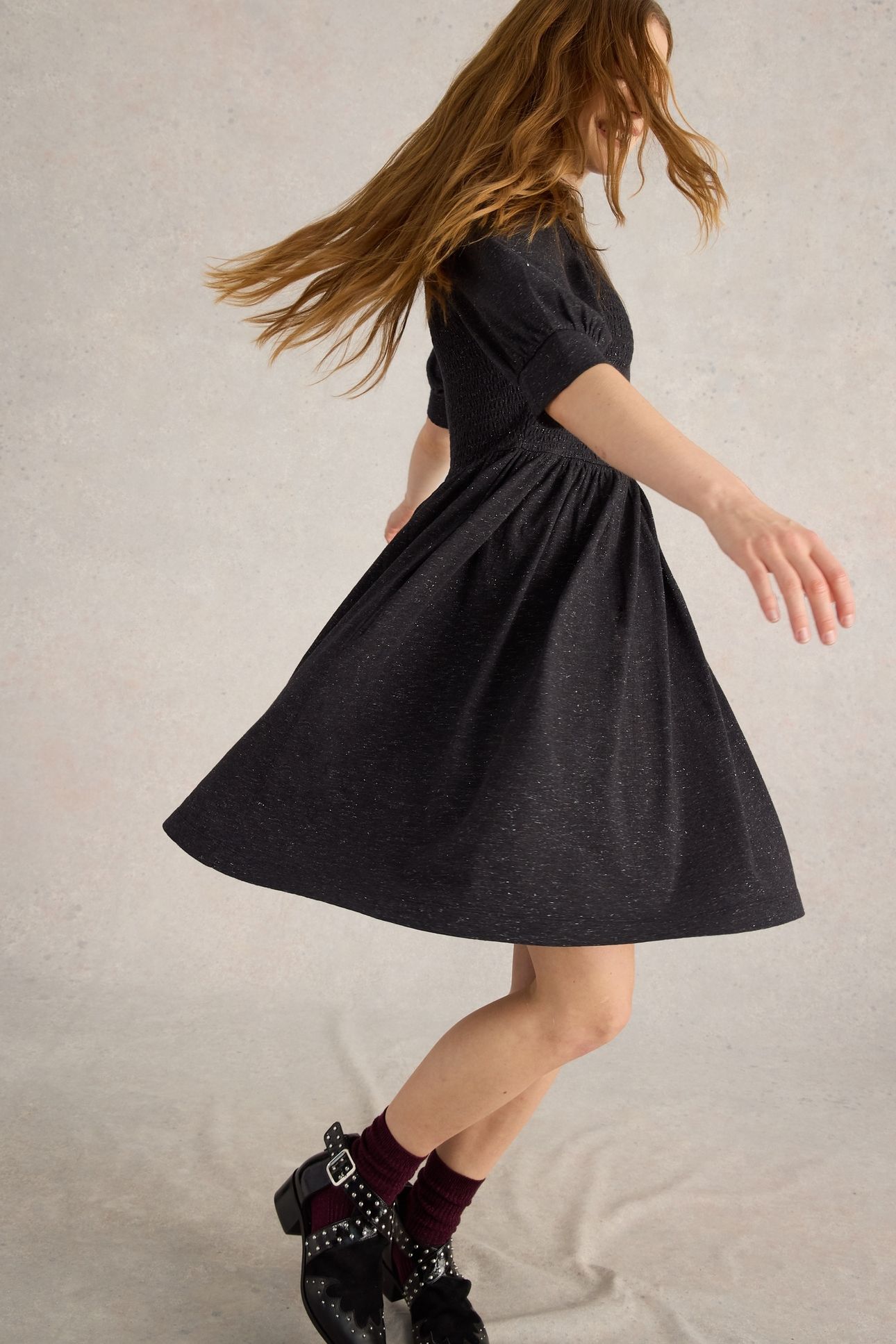 MOLLY SPARKLE JERSEY DRESS CHARC GREY 5