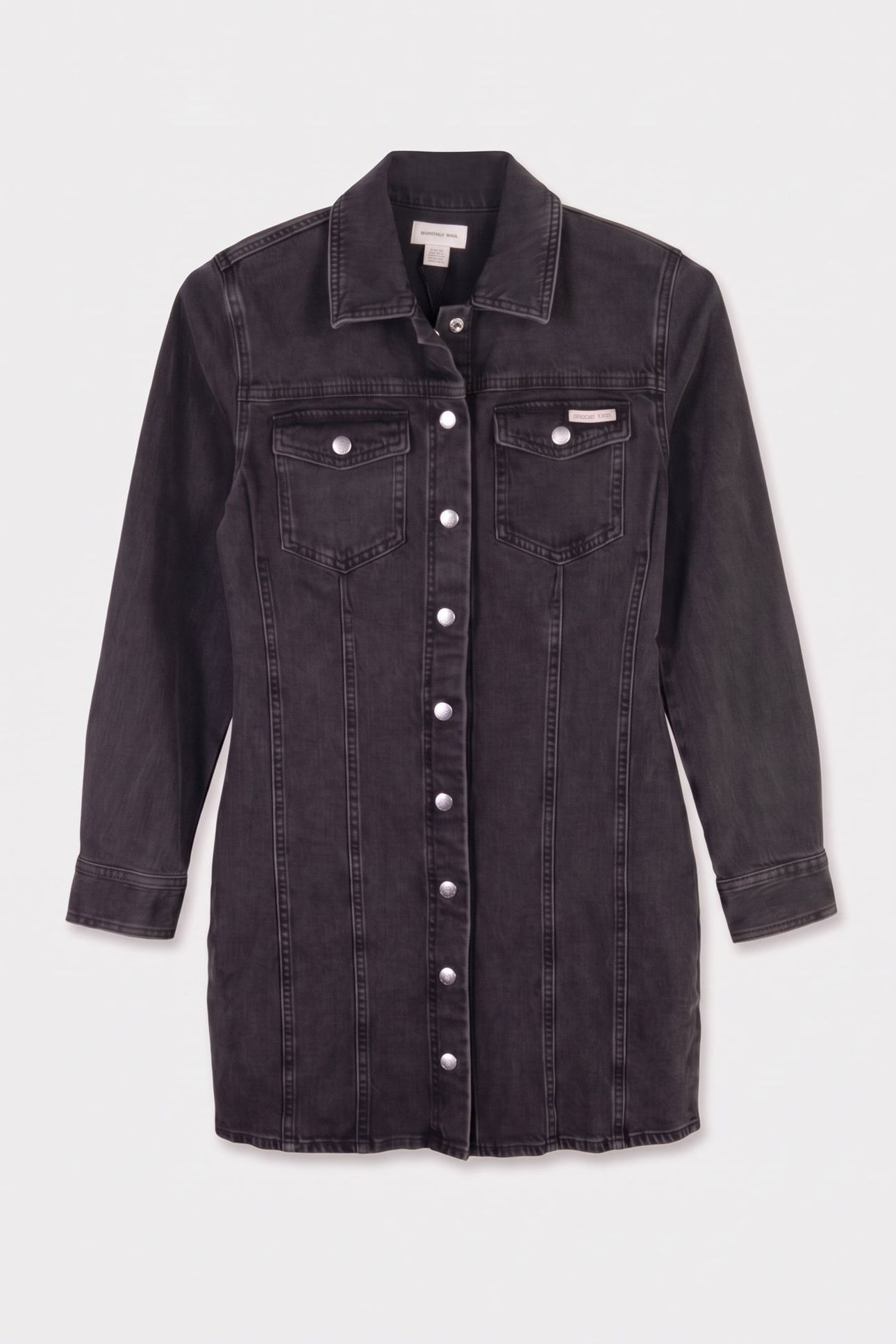 LS DENIM MINI DRESS ESSENTIAL BLACK 3