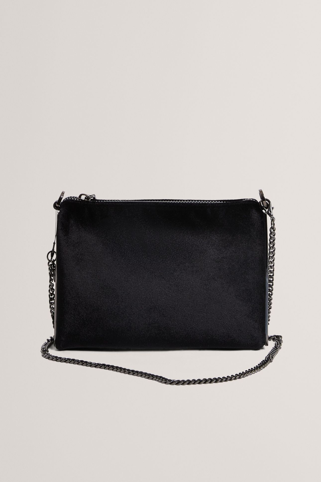 BAR DETAIL VELVET CROSSBODY CLUTCH BLACK 1