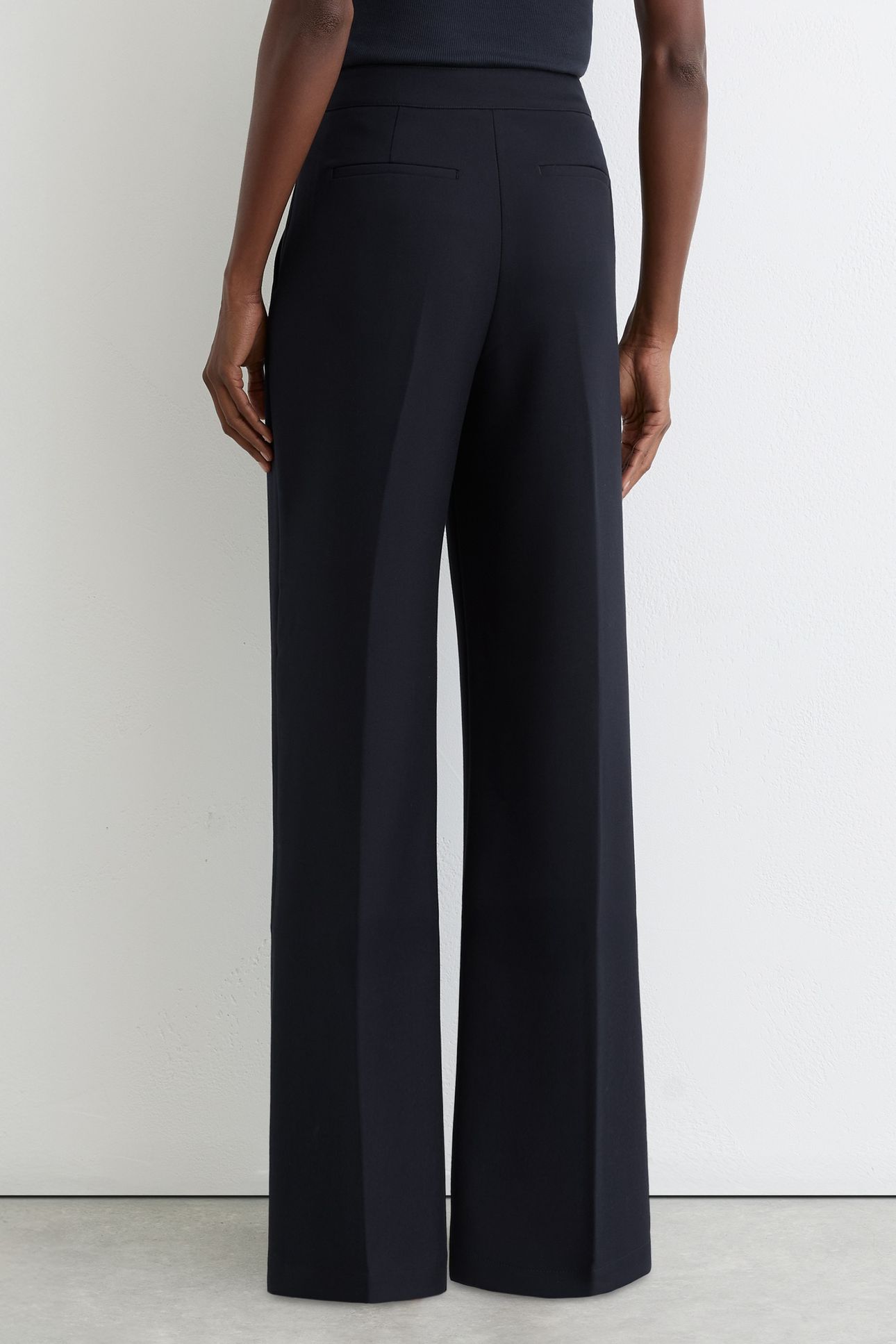 BUTTON DETAIL WIDE LEG TROUSER NAVY 3