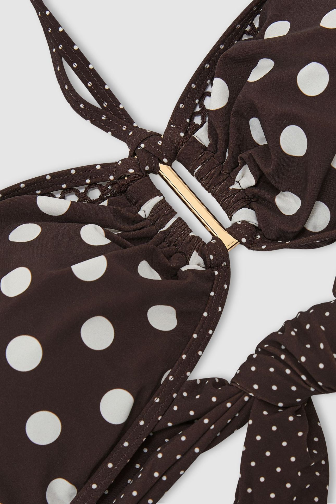 POLKA DOT PRINT BIKINI TOP CHOCOLATE BROWN/IVORY 7