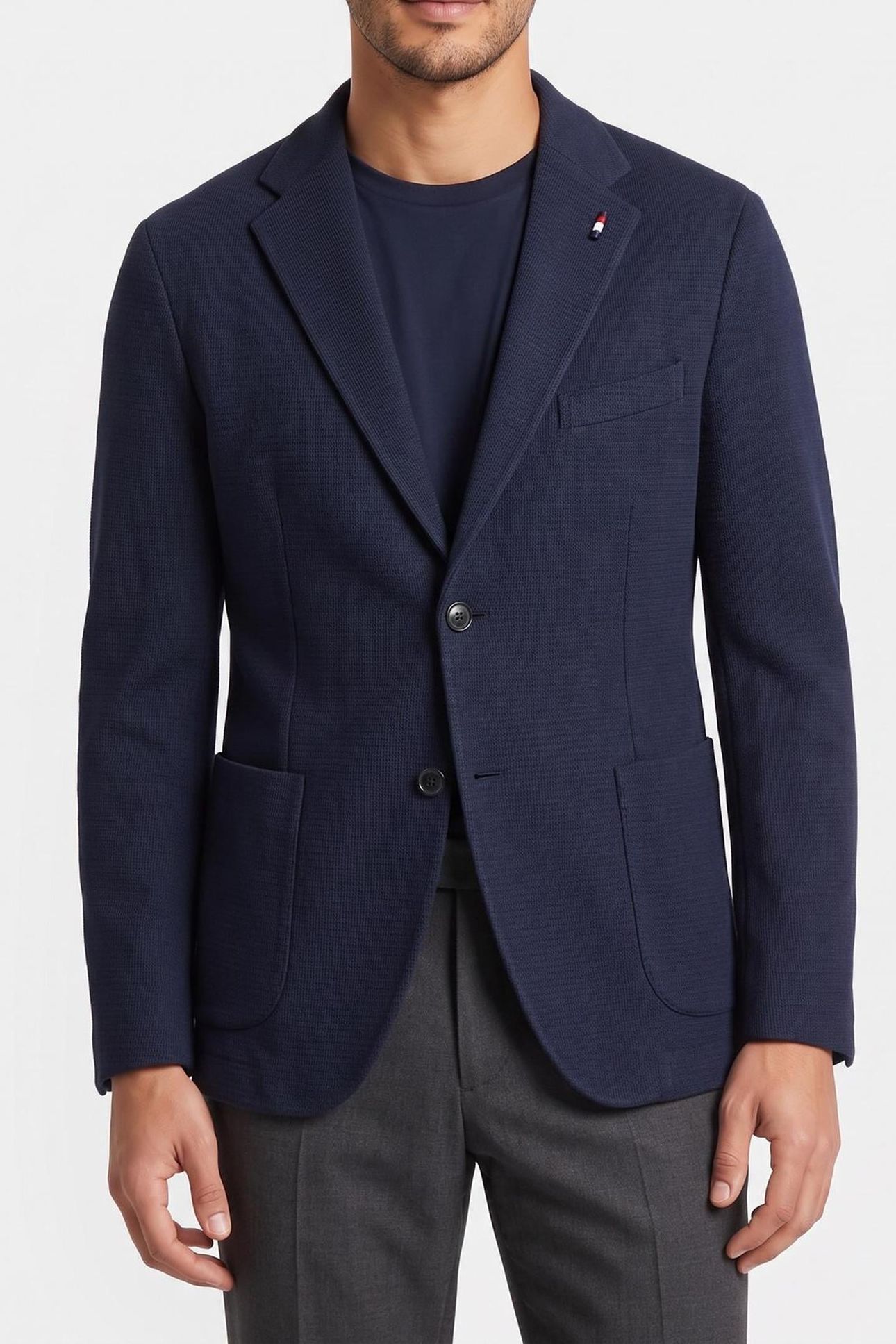 WAVE JERSEY FABRIC SUITING JACKET BLUE 1