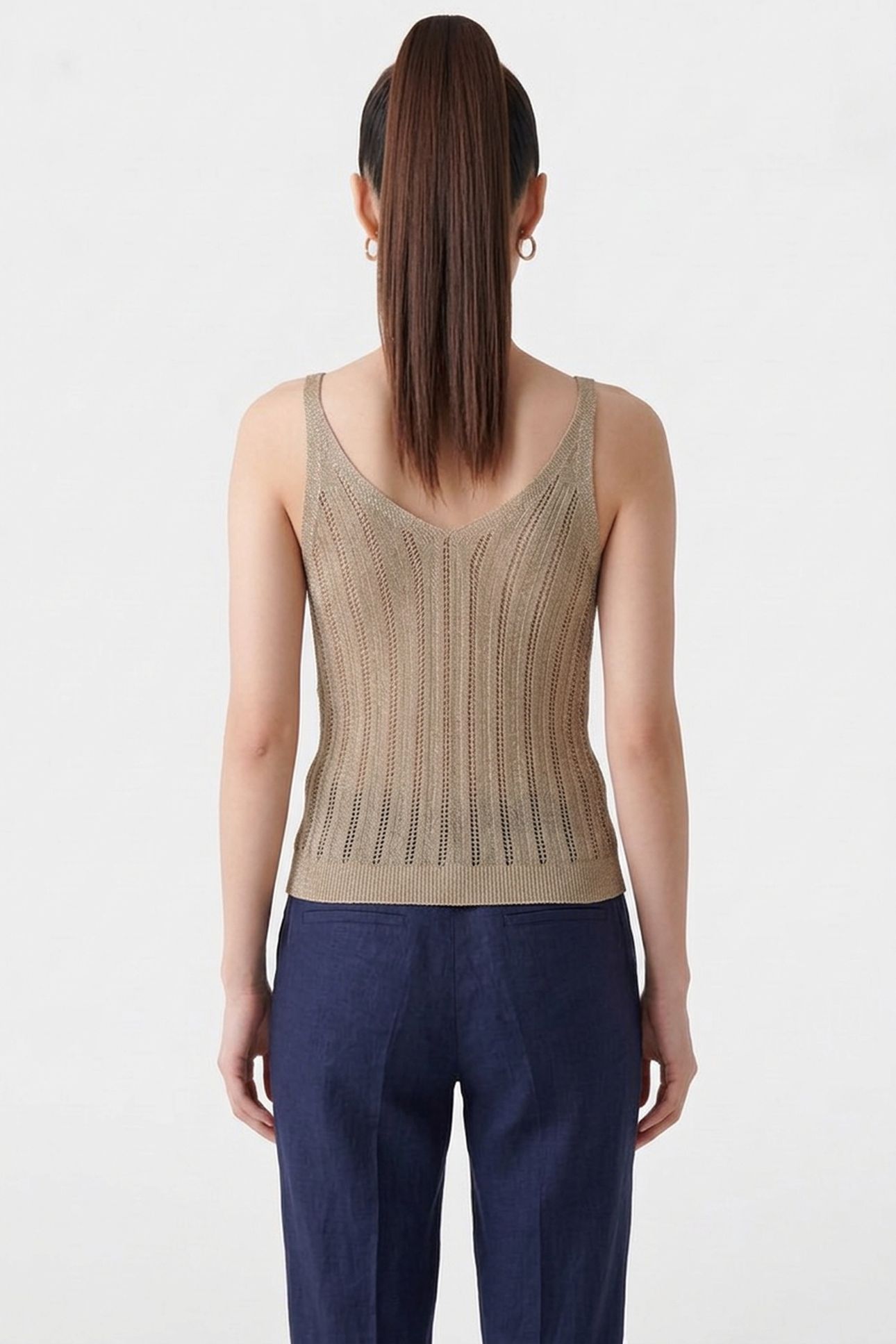 V NECK KNITTED TANK GOLD 2