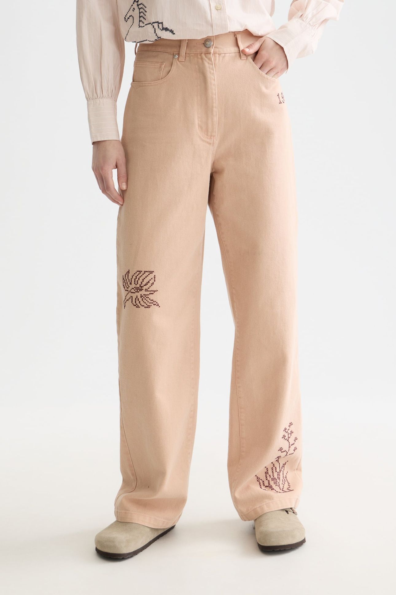 THE RIPPLE - HIGH RISE STRAIGHT LEG PANTS ROSE DUST 1