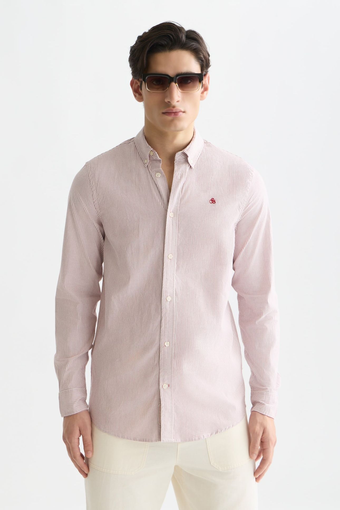 SEASONAL CORE OXFORD STRIPED REGULARFIT SHIRT MEDIUM RED 1