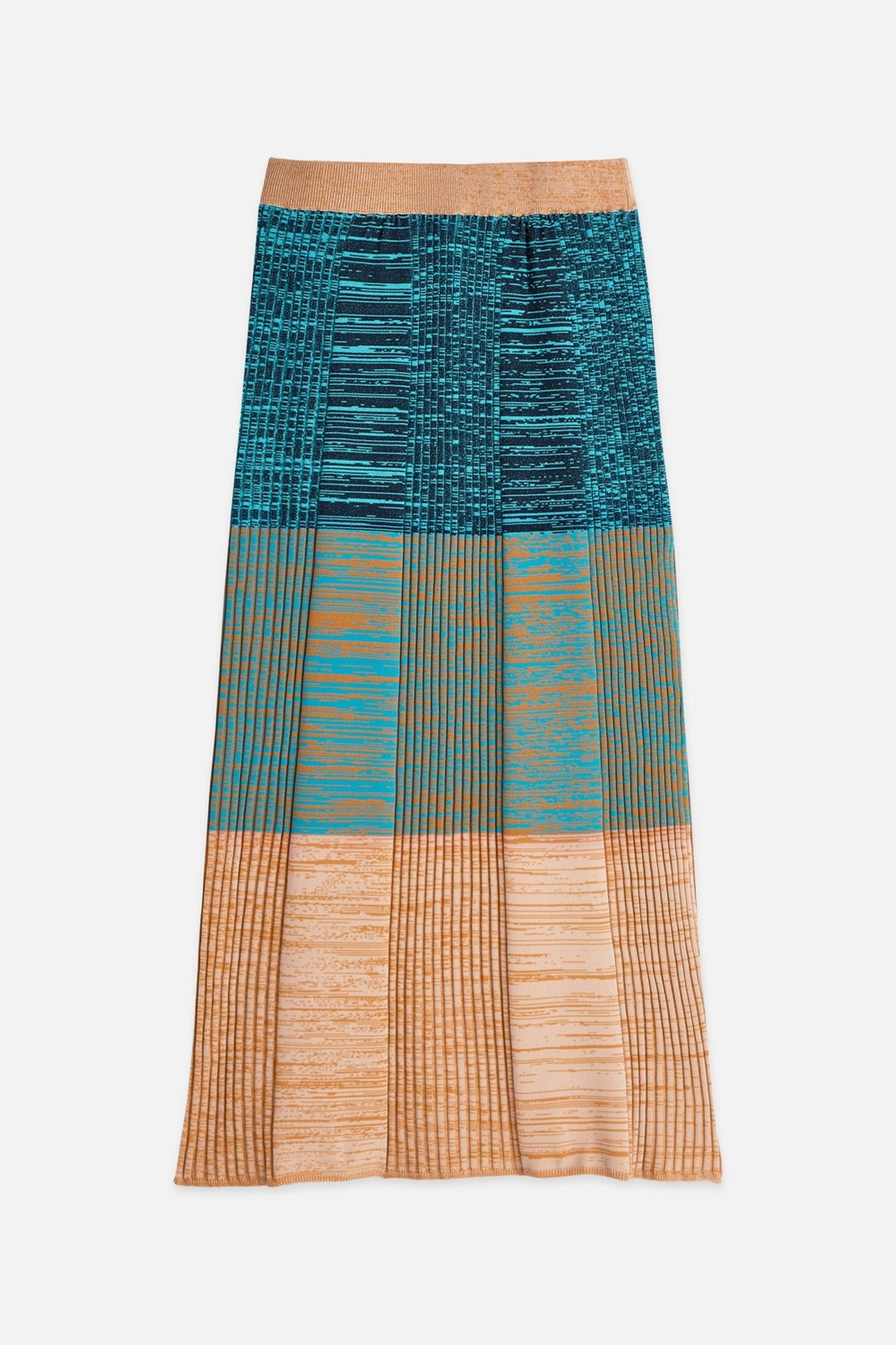MAXI RIBBED KNITTED SKIRT TAHITIAN TEAL 1