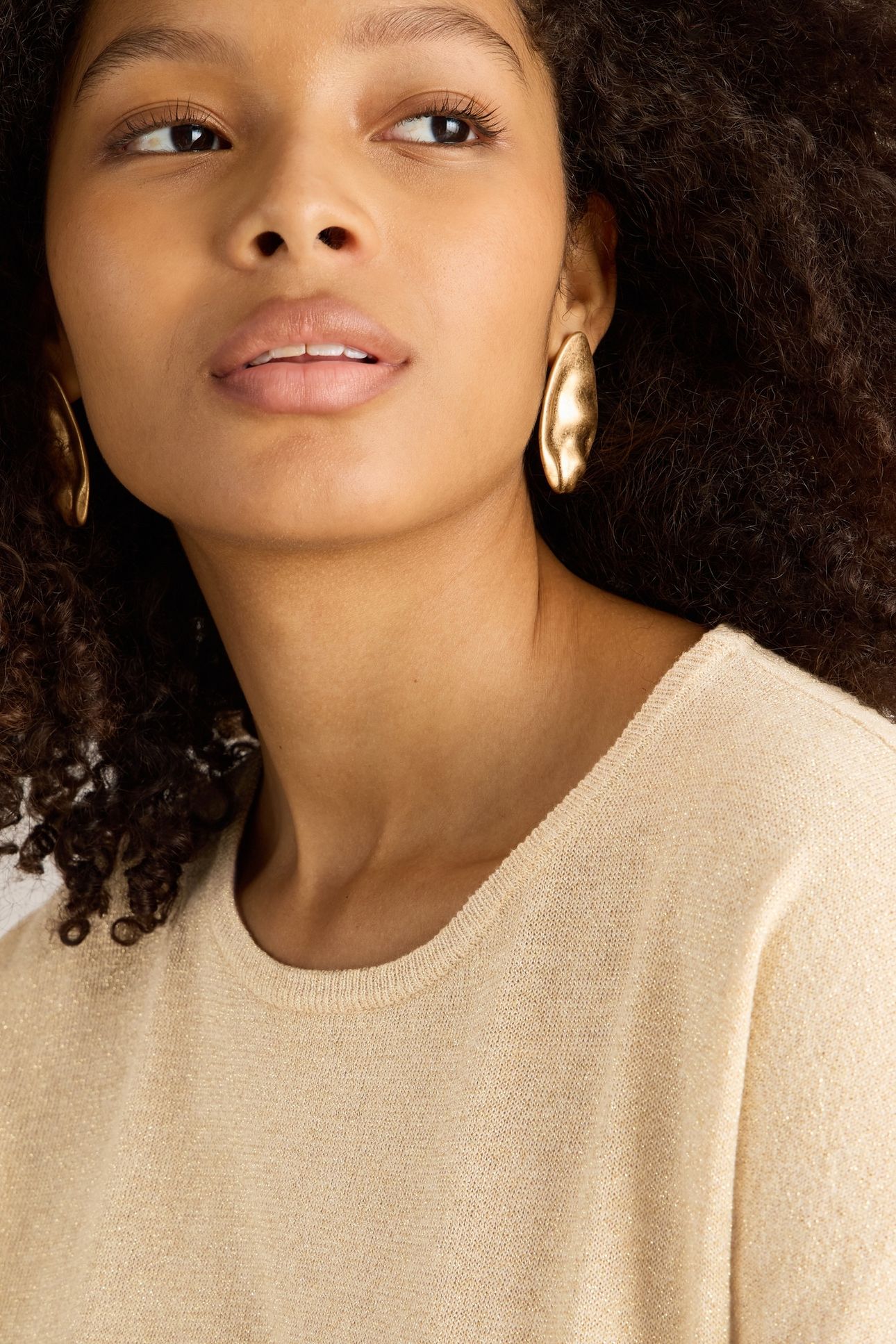 LENA SPARKLE KNIT TEE GLD TN MET 5