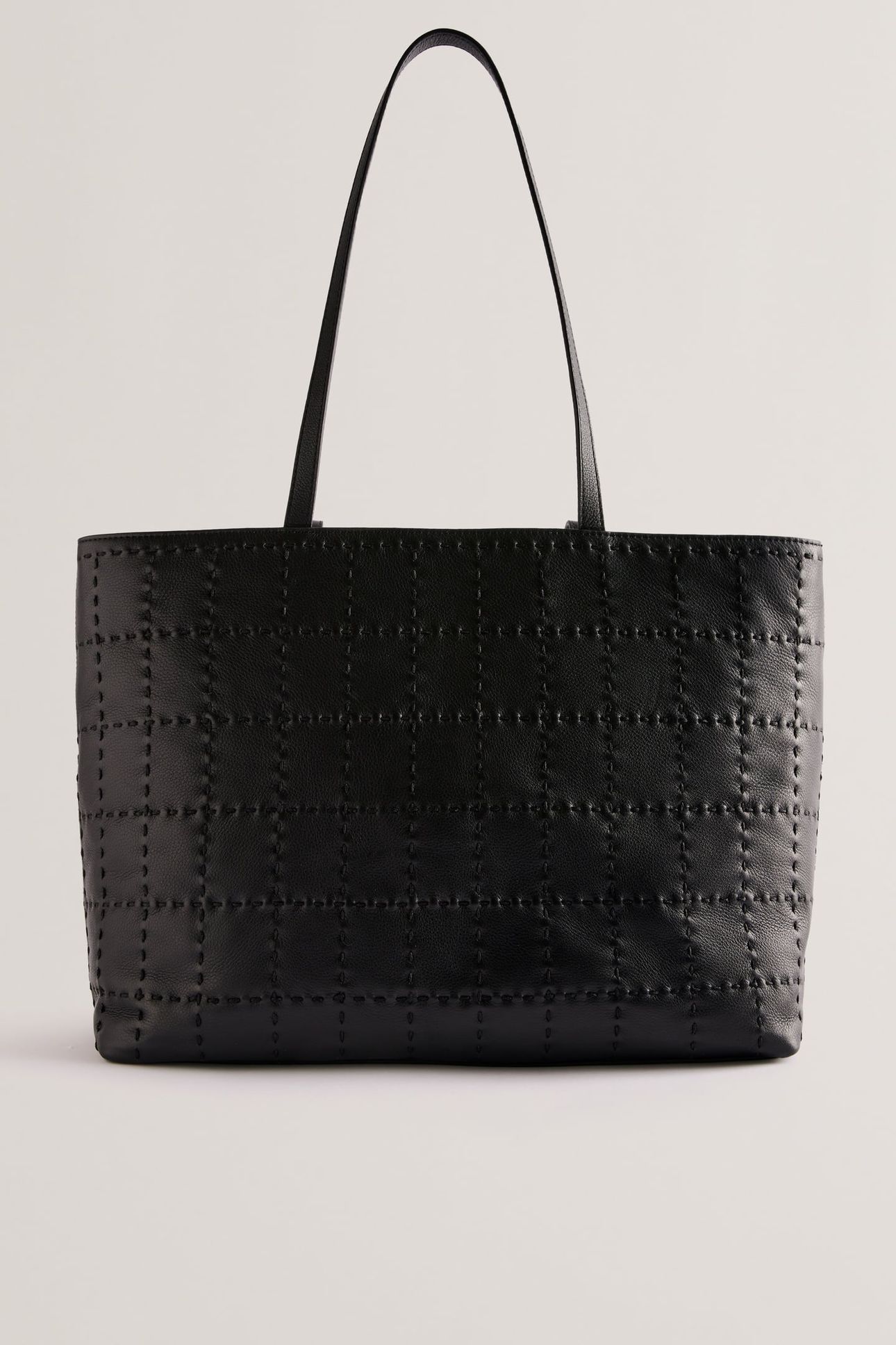 STALIE CHECKED STITCH DETAIL TOTE BAG BLACK 2