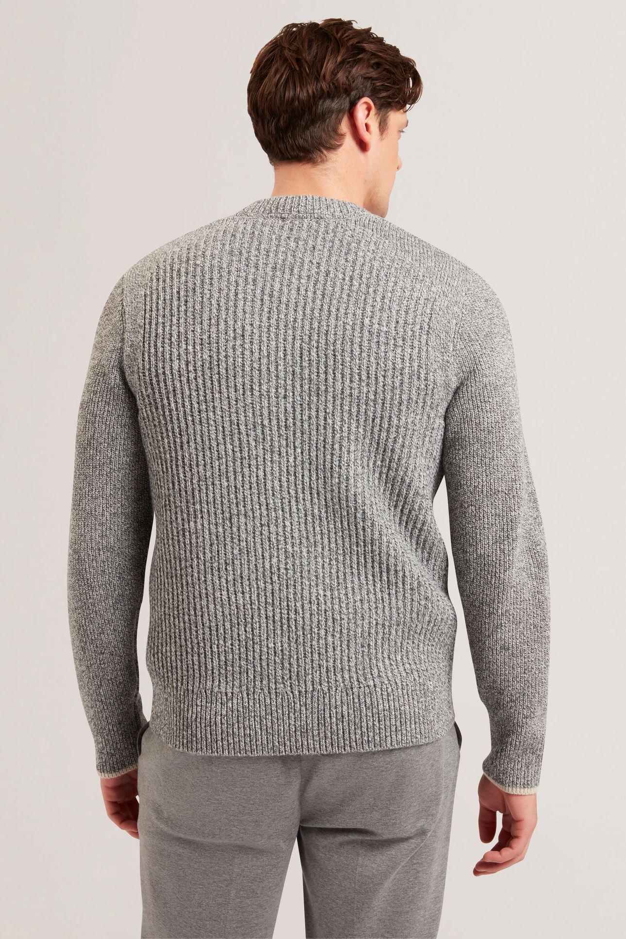 ALMAN RIBBED BUTTON CARDIGAN GREY 2