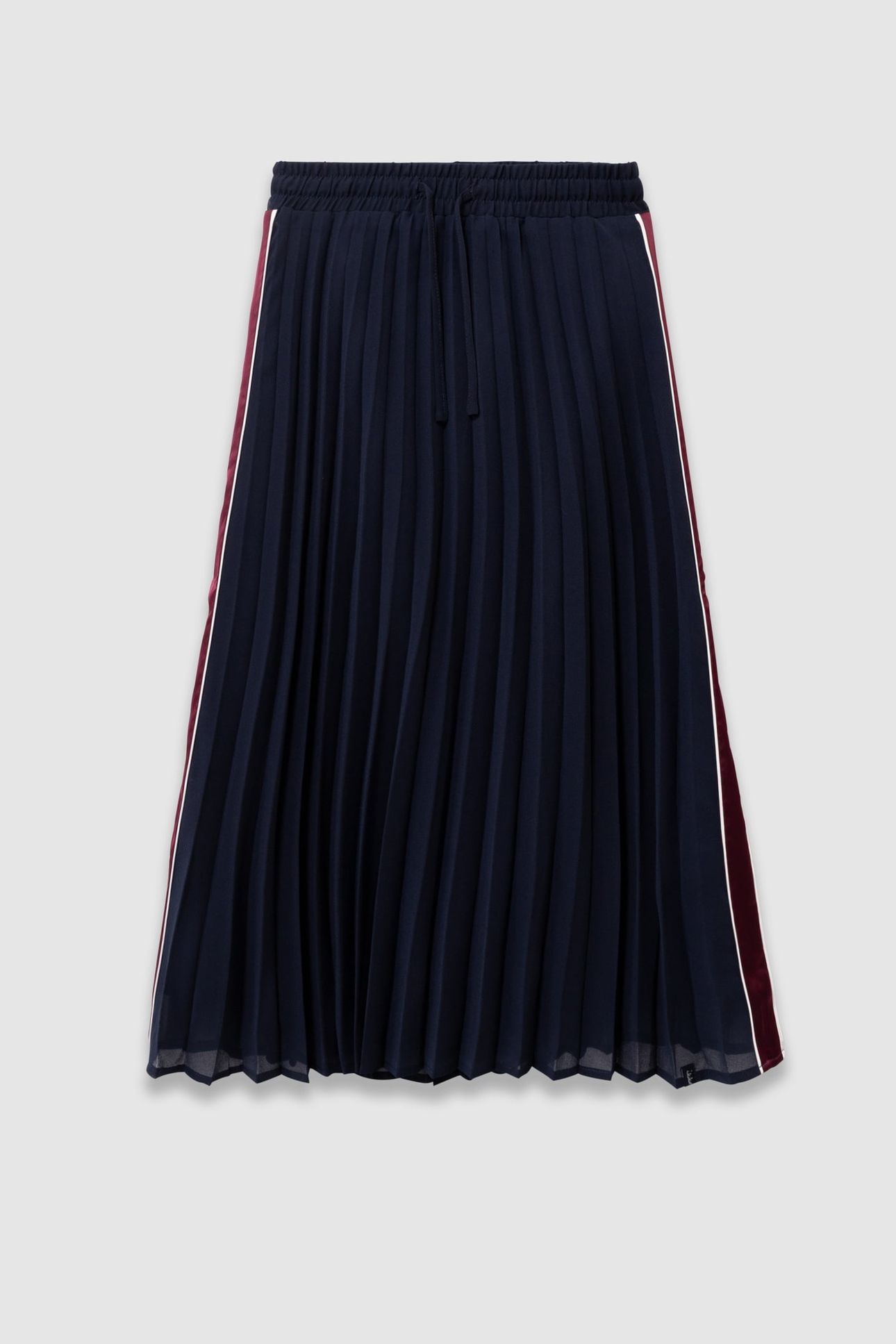 GIRLS’ NAVY PLEATED LONG SKIRT WITH SIDE STRIPES 2