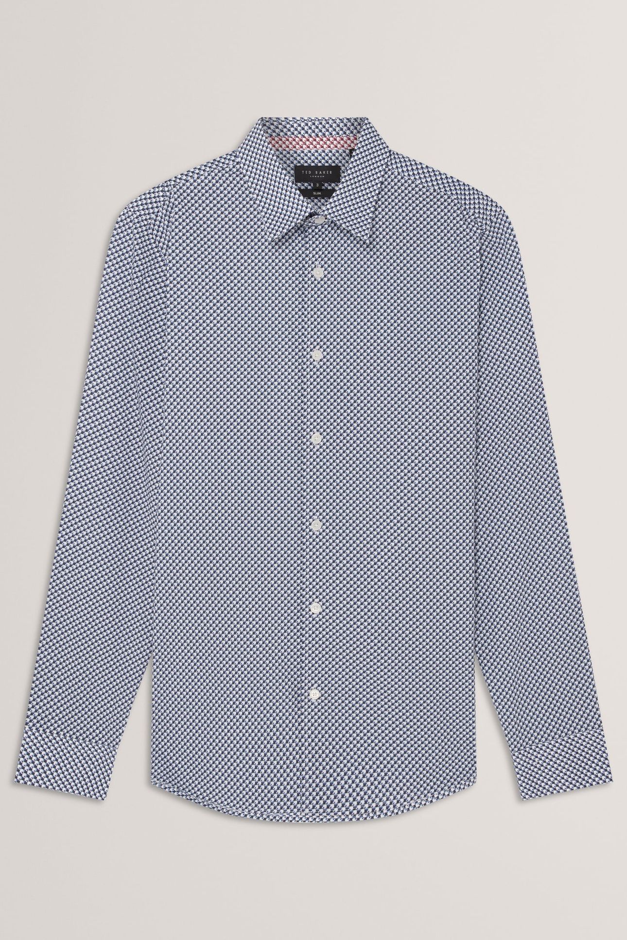 LS SLIM GEO PRINT SHIRT NAVY 3