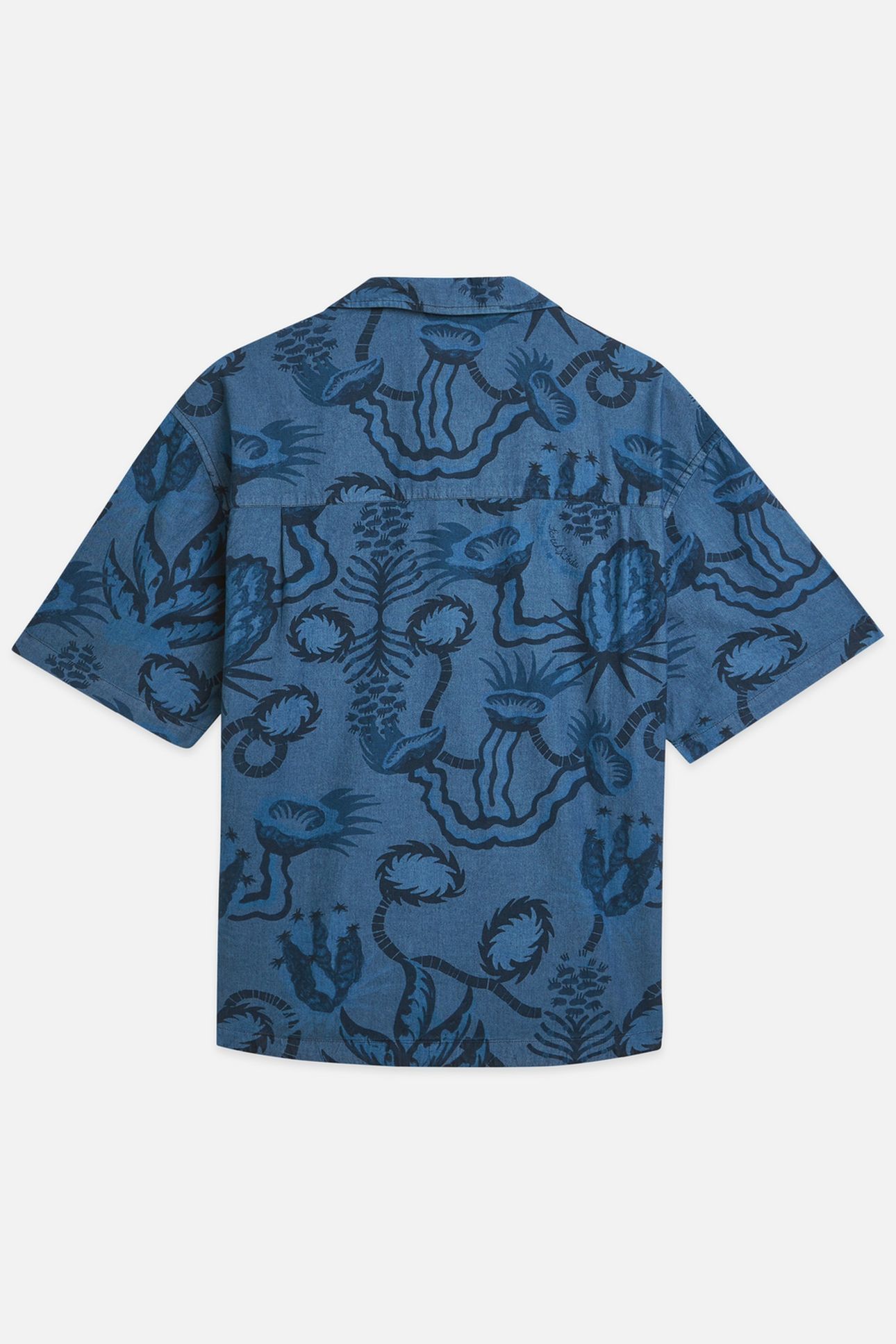 PRINTED CHAMBRAY SHORTSLEEVED SHIRT NAVY 2