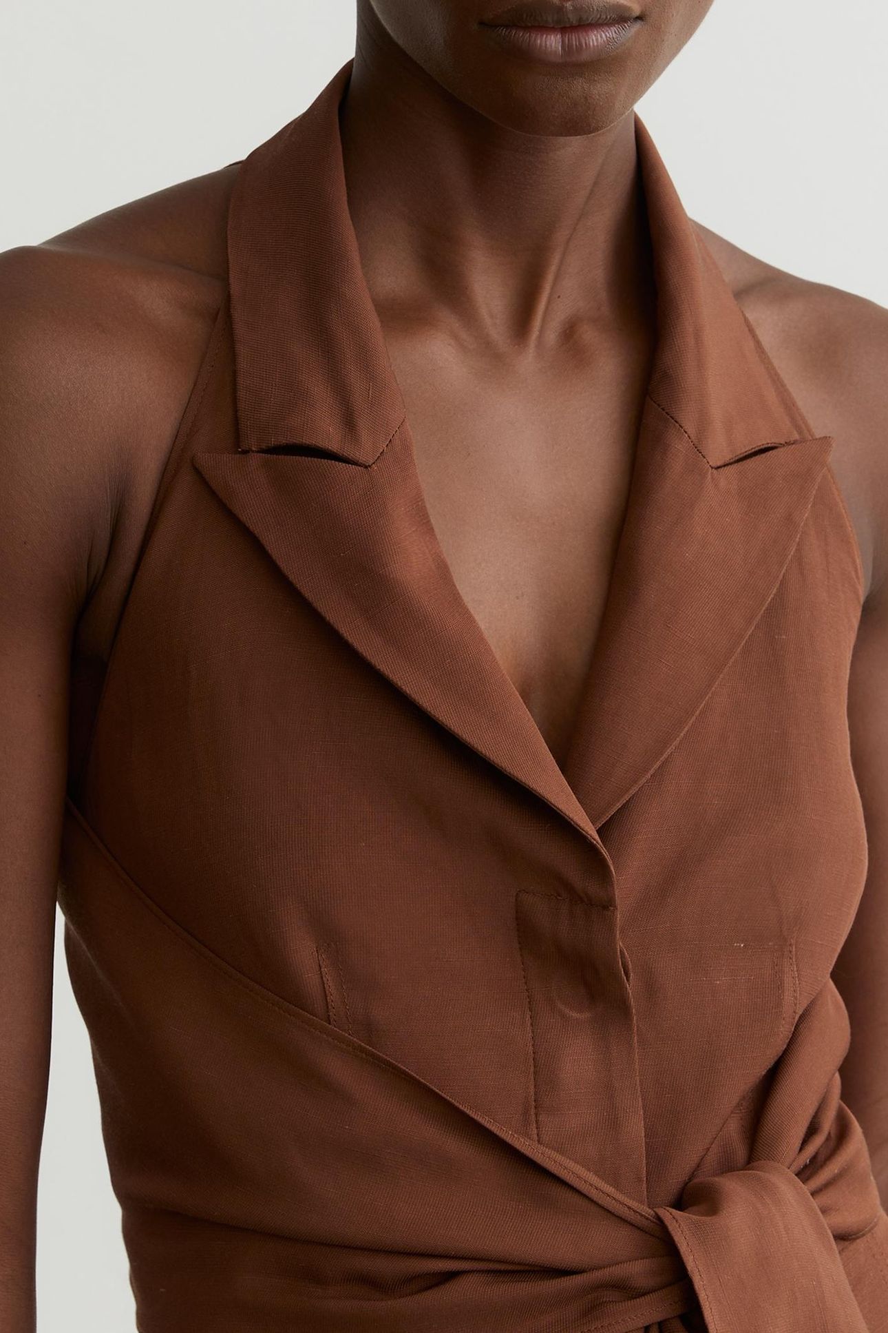 LIGHTWEIGHT TIE FRONT JUMPSUIT RUST ORANGE 6